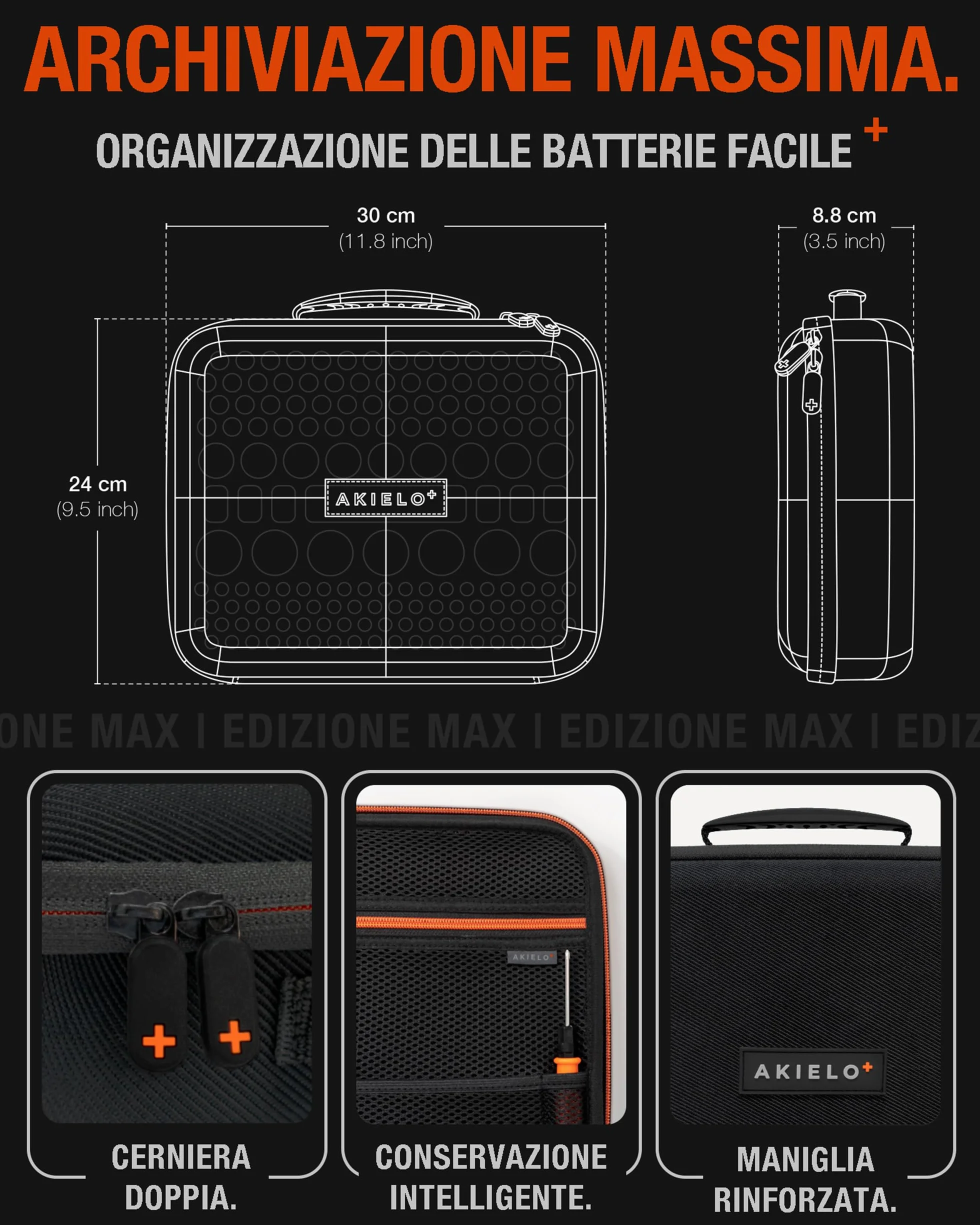 Organizer Batterie con Tester e Cacciavite – Custodia Compatta per AAA, AA, C, D, 9V