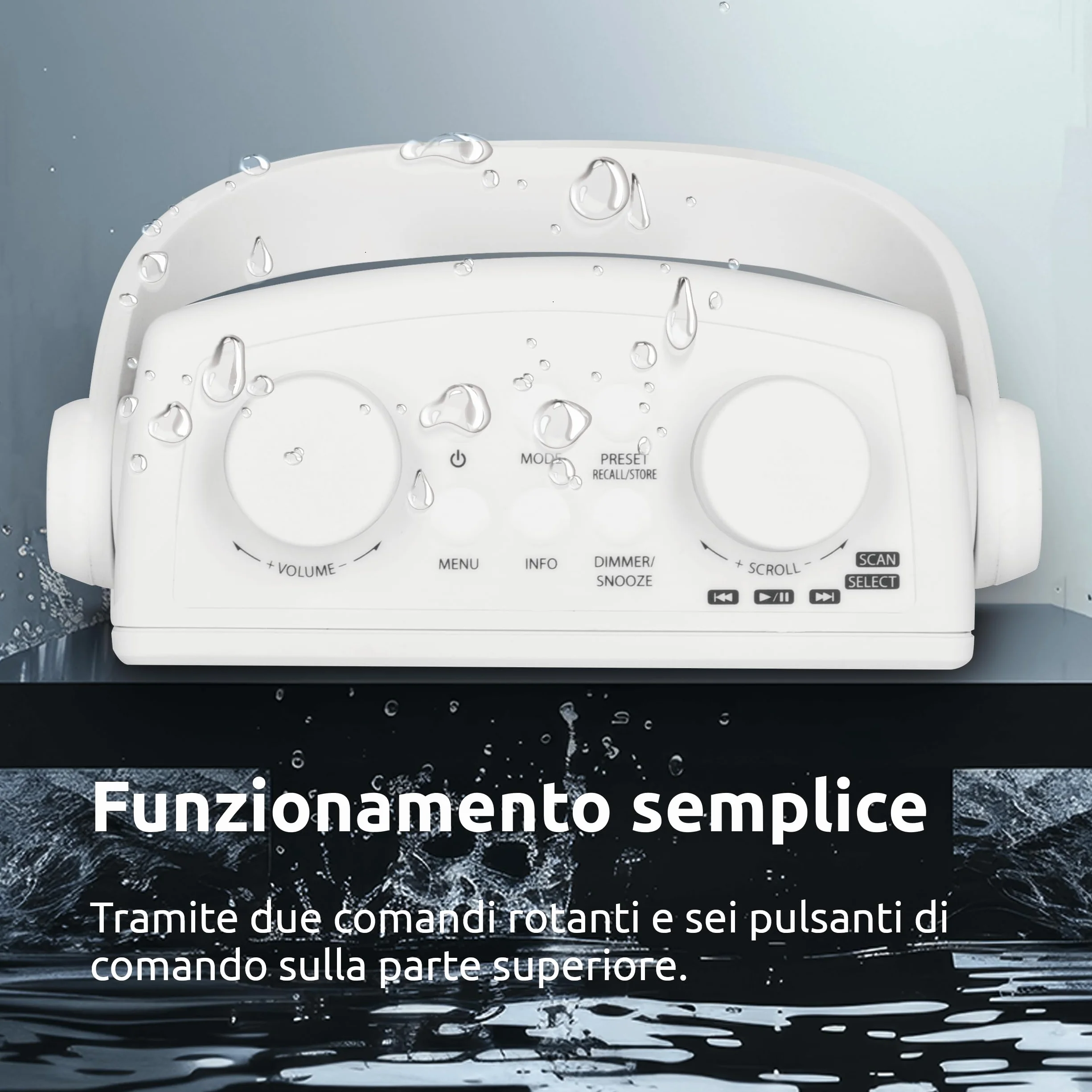 TechniSat DIGITRADIO 30 Radio da doccia impermeabile DAB+ DAB FM Bluetooth IPX5 bianco