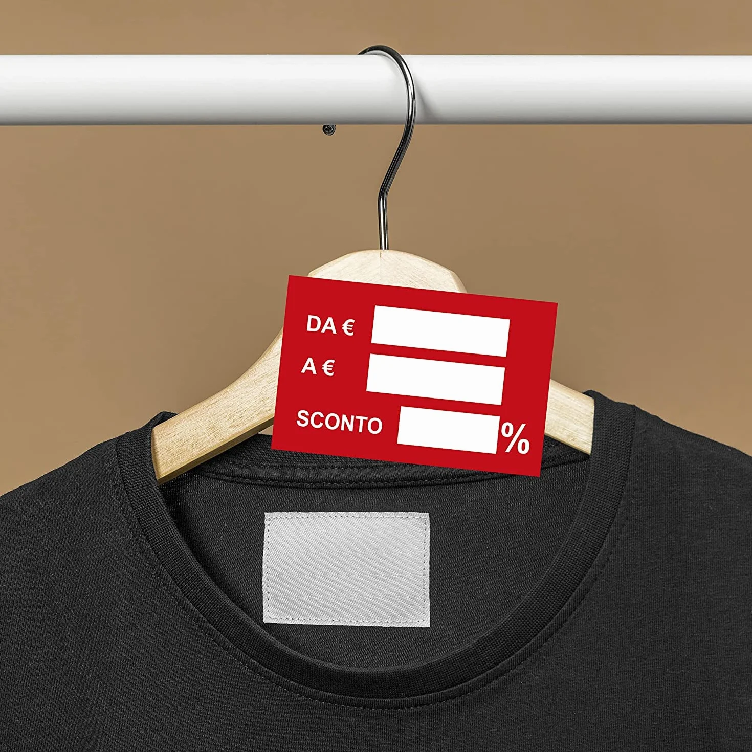 CORMAR CARTELLINO CARTONCINO SCONTO Percentuale PREZZO 100 PEZZI - ideali per saldi e promozioni (ROSSO)