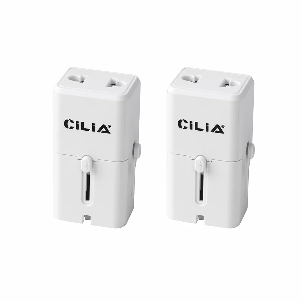 CILIA Adattatore Universale da Viaggio Presa Internazionale 150+ Paesi Spine US/UK/EU/AUS Compatto Bianco 2PCS