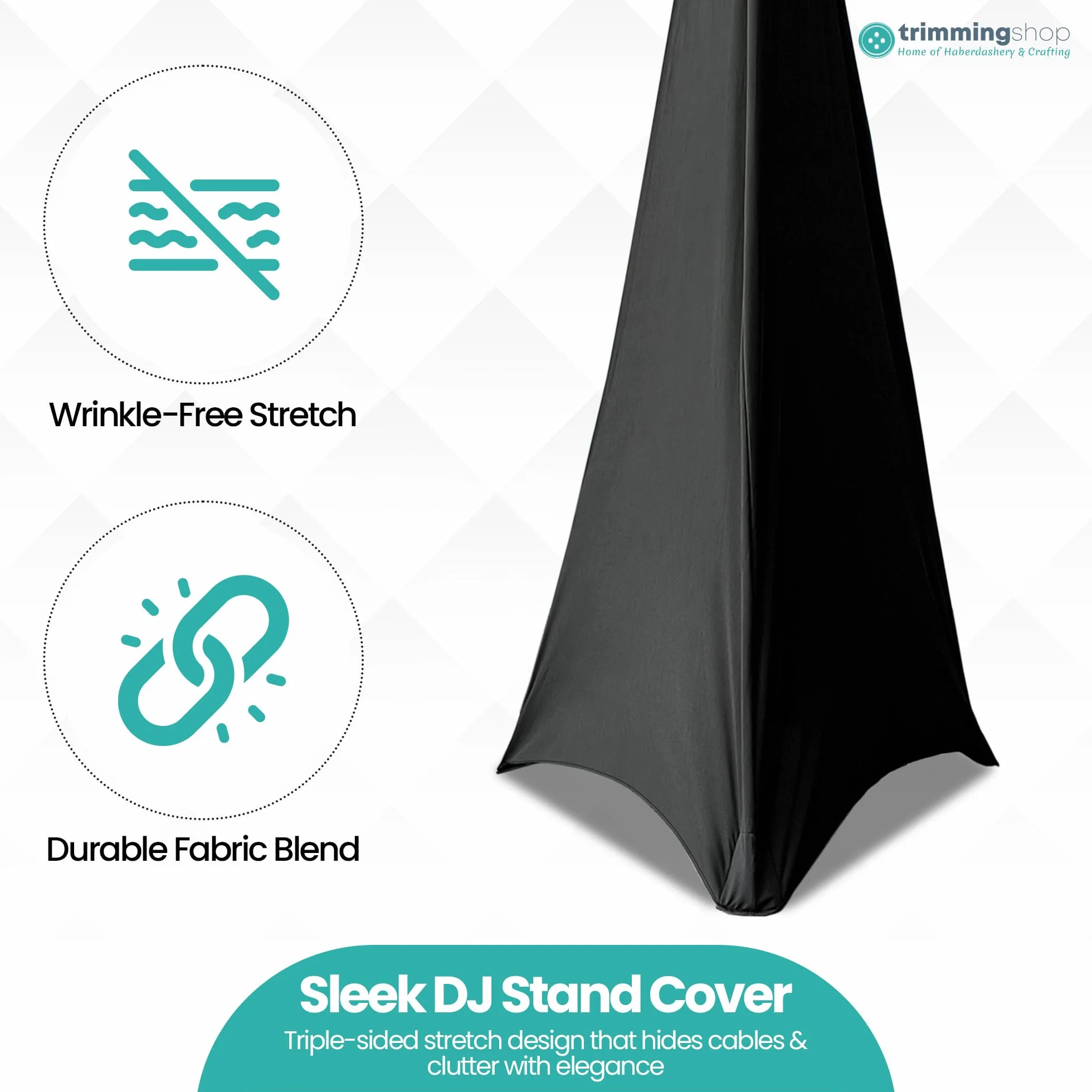 Triplo Laterale Elasticizzato Treppiedi Altoparlante Stand Cover Dj Scrim Nero 1pc