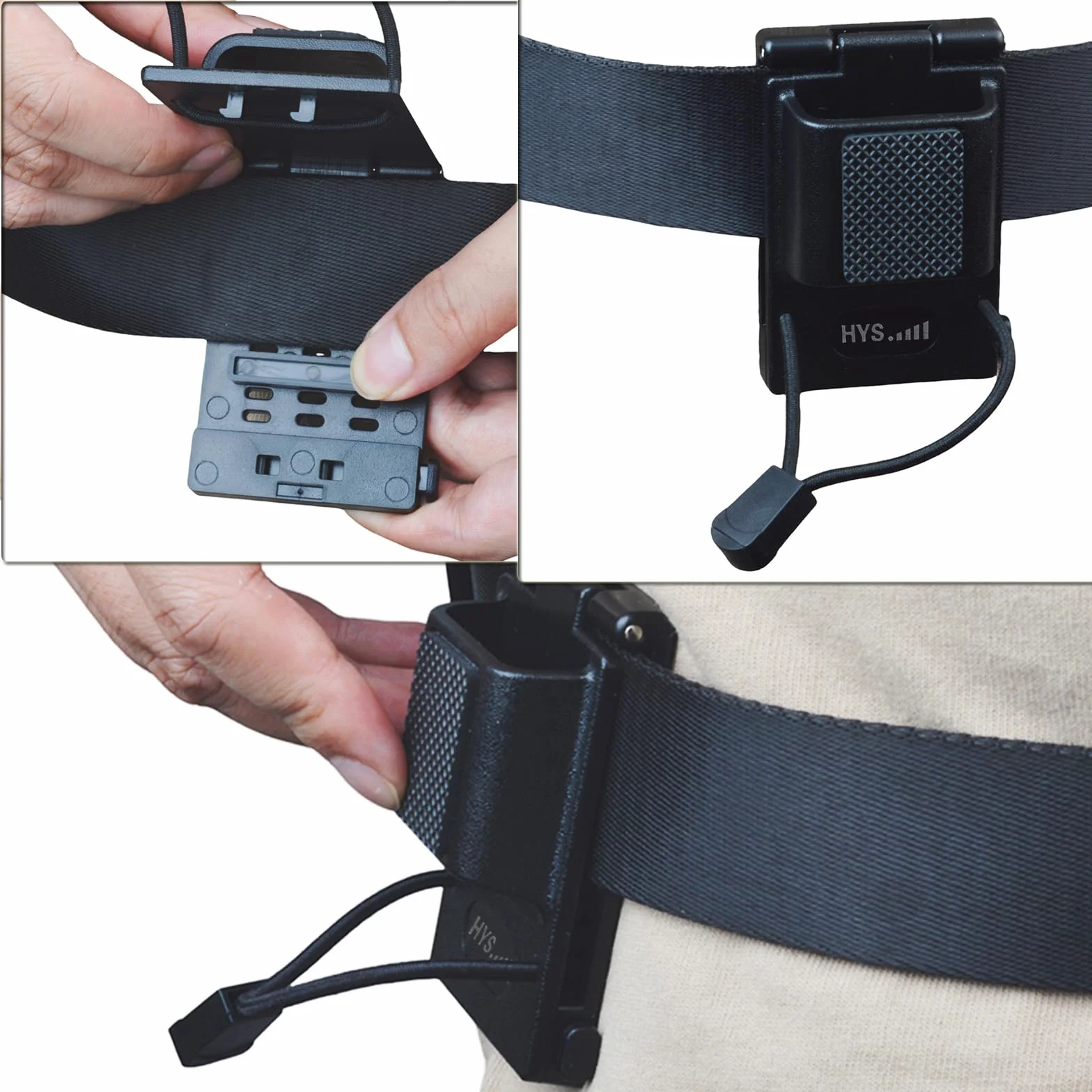 Supporto per walkie talkie da cintura 25-58mm, clip per radio compatibile Molle, Nero