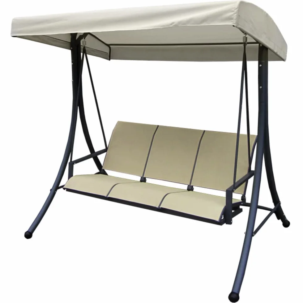 VERDELOOK | Amalfi, Dondolo a 3 Posti, Struttura in Acciaio, 178x113x165 cm, Beige, Arredo Giardino