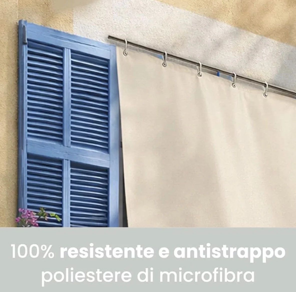 Tenda a Caduta Verticale Esterno Balcone Impermeabile Ombreggiante Anti UV Tinta Unita 290x290 cm Beige