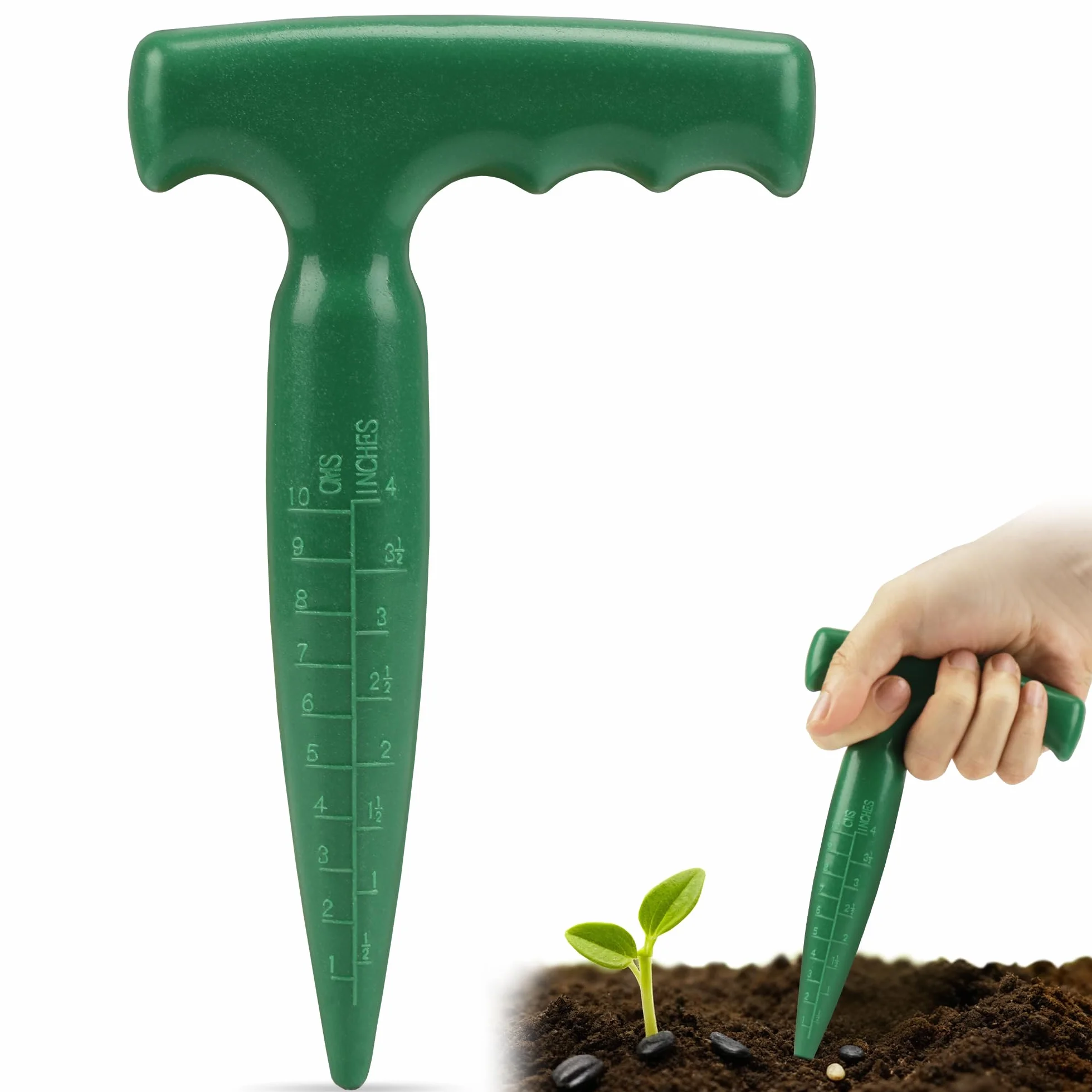 Piantatore di Bulbi - Dibber con Scala di Misurazione per una Piantagione Precisa,Ideale per la Attrezzi da Giardino di Verdure e Fiori (Verde)