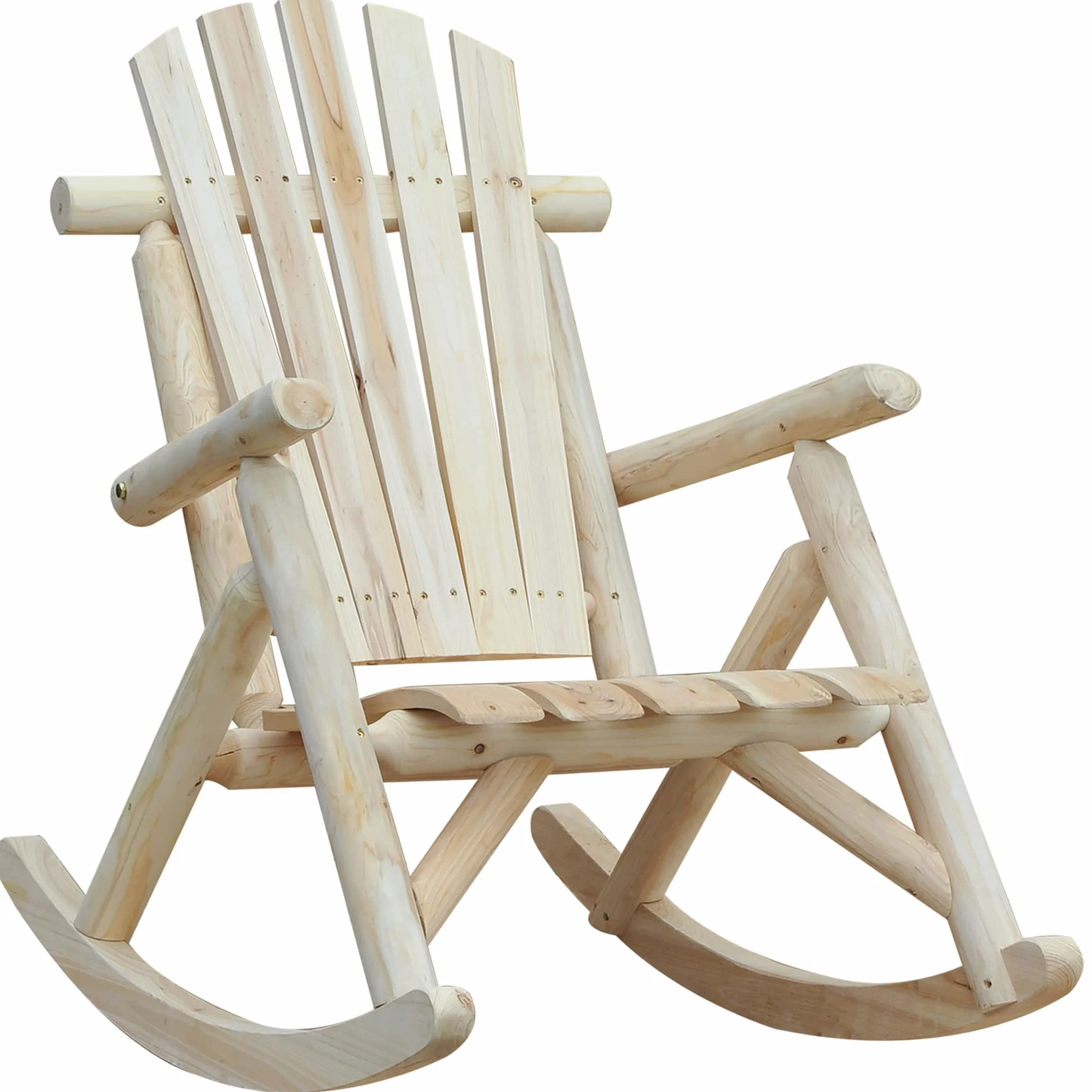 Outsunny Sedia a Dondolo da Giardino, Stile Adirondack in Legno di abete, Design Ergonomico, Color Legno 96x66x98cm