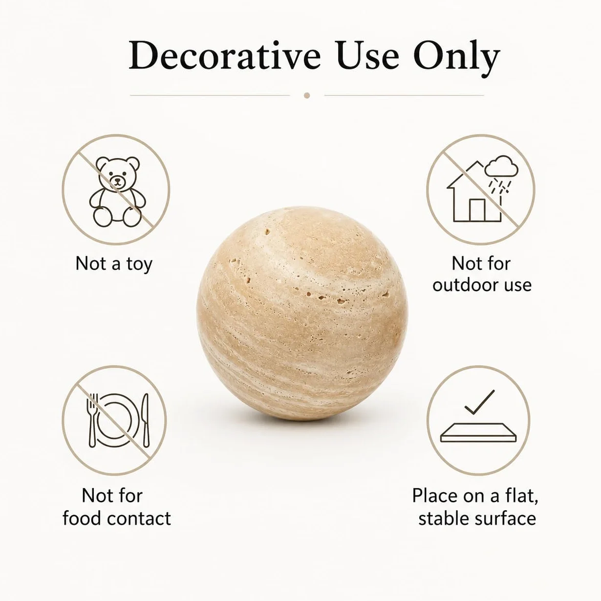 Sfera in marmo travertino giallo, lucidata a mano, decorazione a sfera in pietra naturale, decorazione per soggiorno (diametro 10 cm)