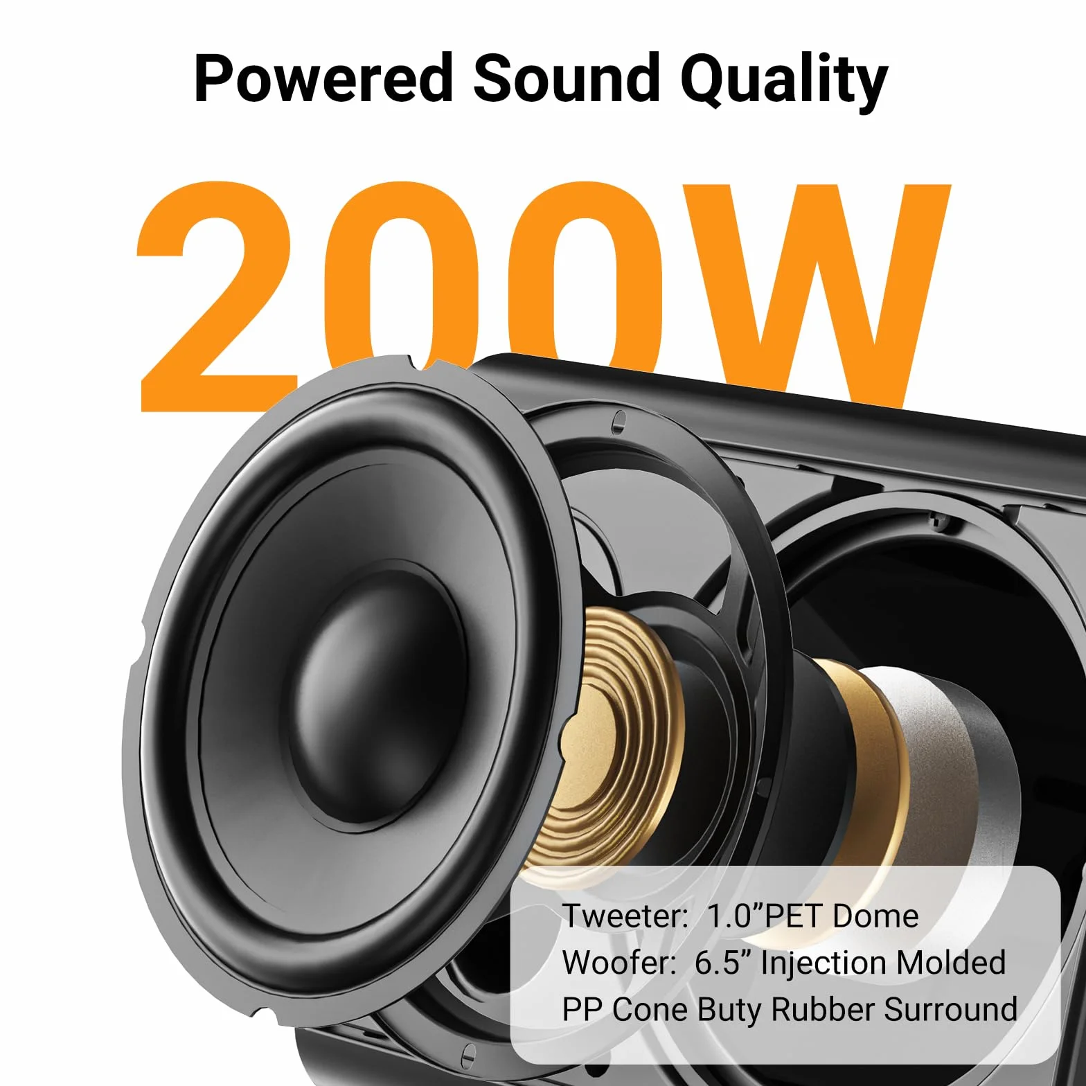 STUDIOFINIX Altoparlante Bluetooth 6,5 pollici 400 Watt impermeabile da esterno (nero)