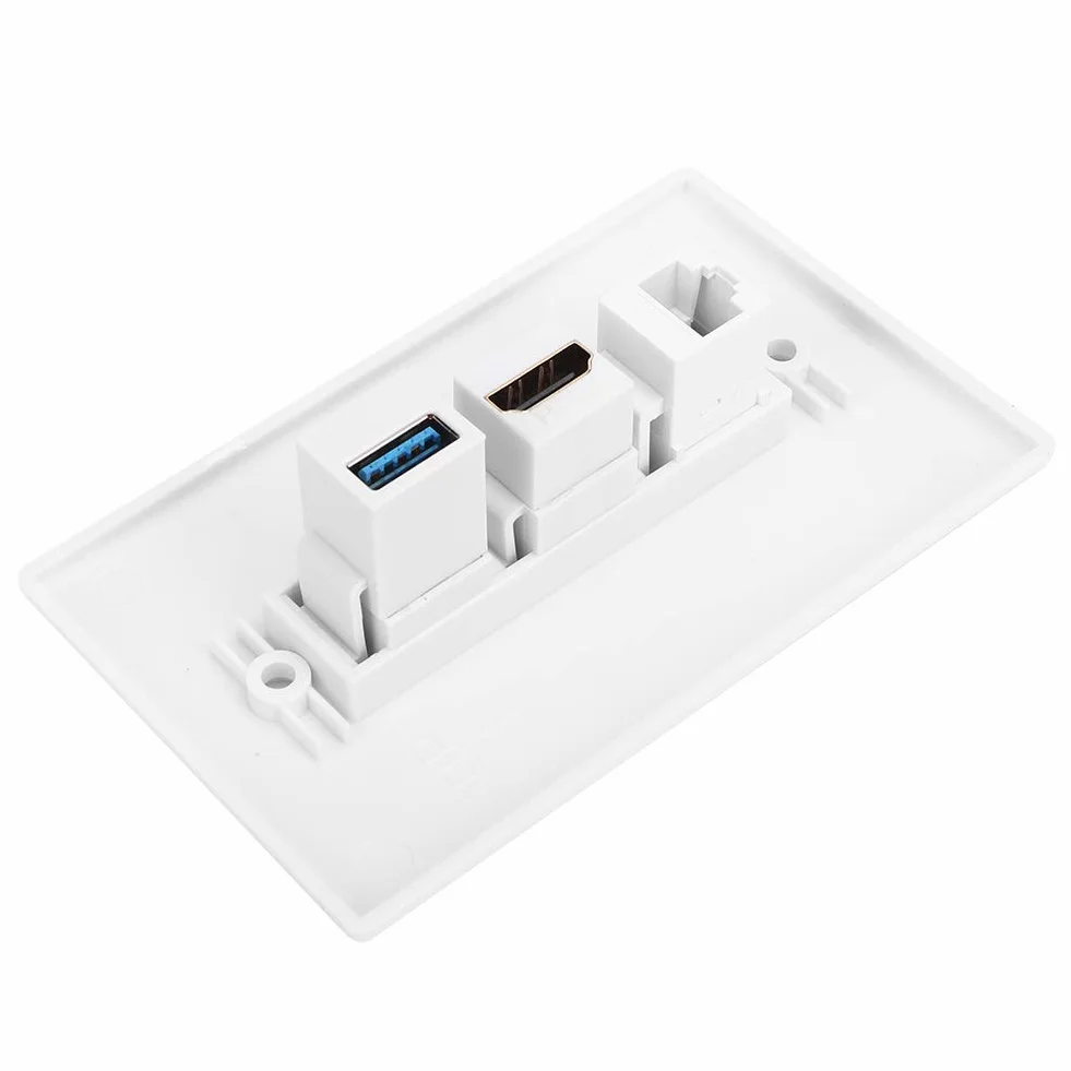 Piastra a muro Ethernet Cat6 HDMI USB 3.0 Pannello portatile multiplo