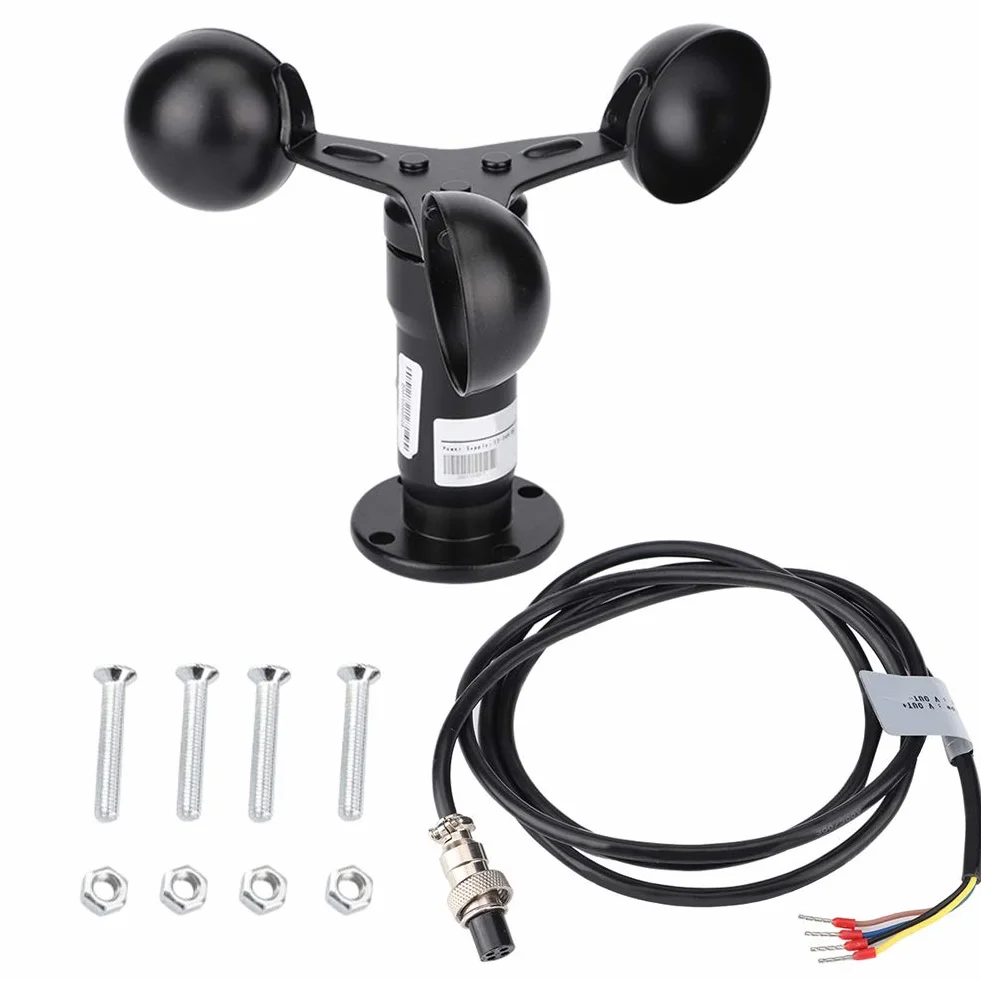 Anemometro, Uscita del Segnale a Dc 12-24V Sensore di Velocità del Vento in Lega di Alluminio Anemometro per Serra, Stazione Meteorologica, Molo, Fattoria