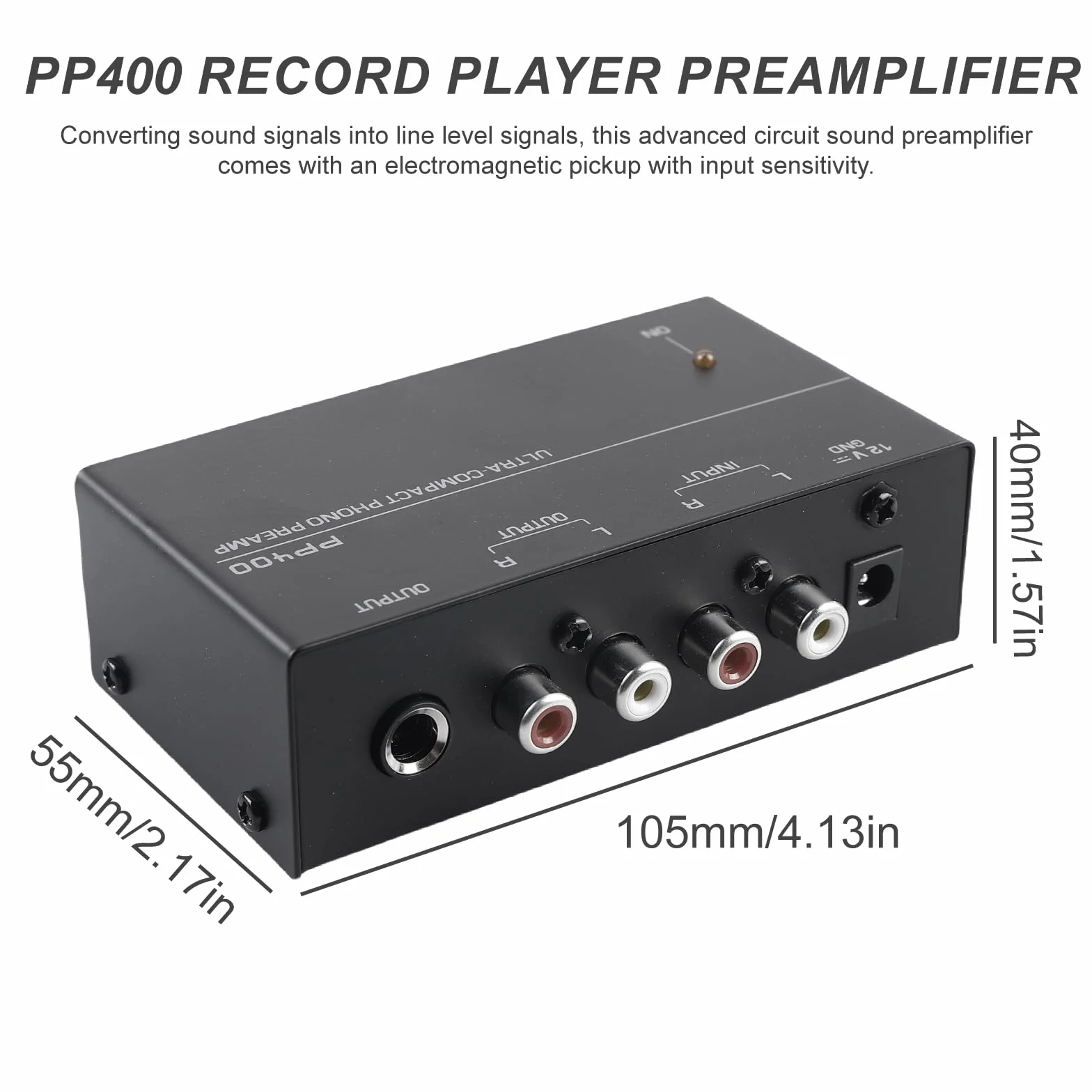 Preamplificatore Phono Giradischi, Mini Preamp Audio Stereo DC 12V Ingresso Uscita RCA