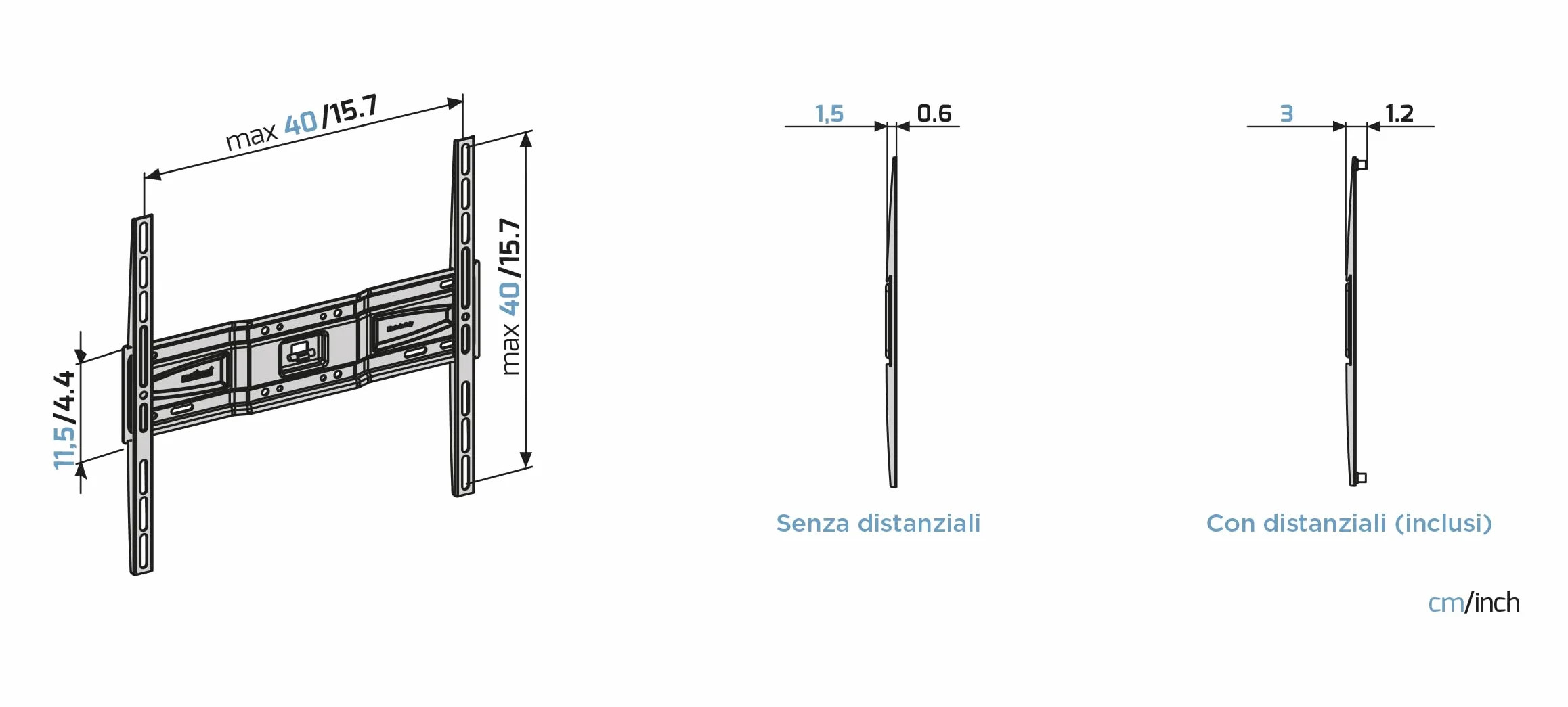 Meliconi SpaceSystem FLAT 400 SLIM Supporto TV da Parete Ultra Sottile VESA 200-300-400 50kg