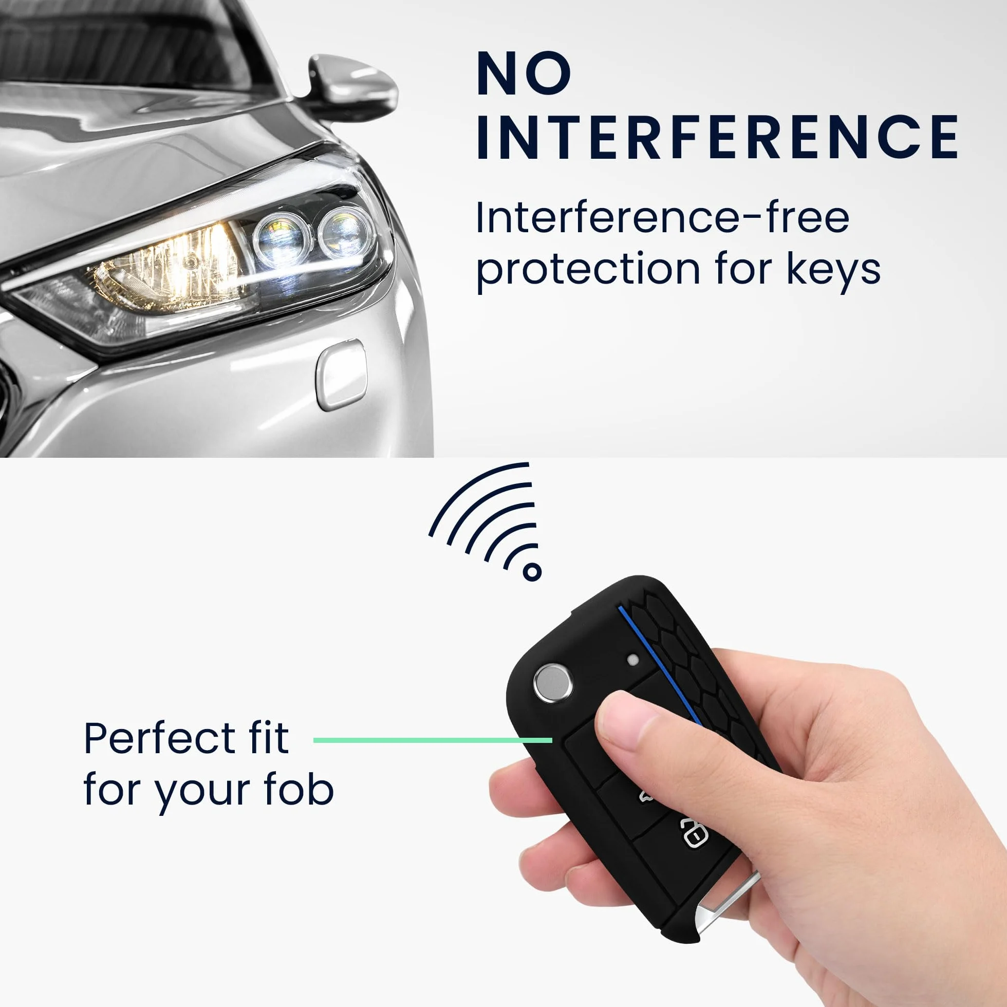 kwmobile Custodia Coprichiave Compatibile con VW Golf 7 MK7 3 Tasti Cover Telecomando Chiave Auto Nero Blu