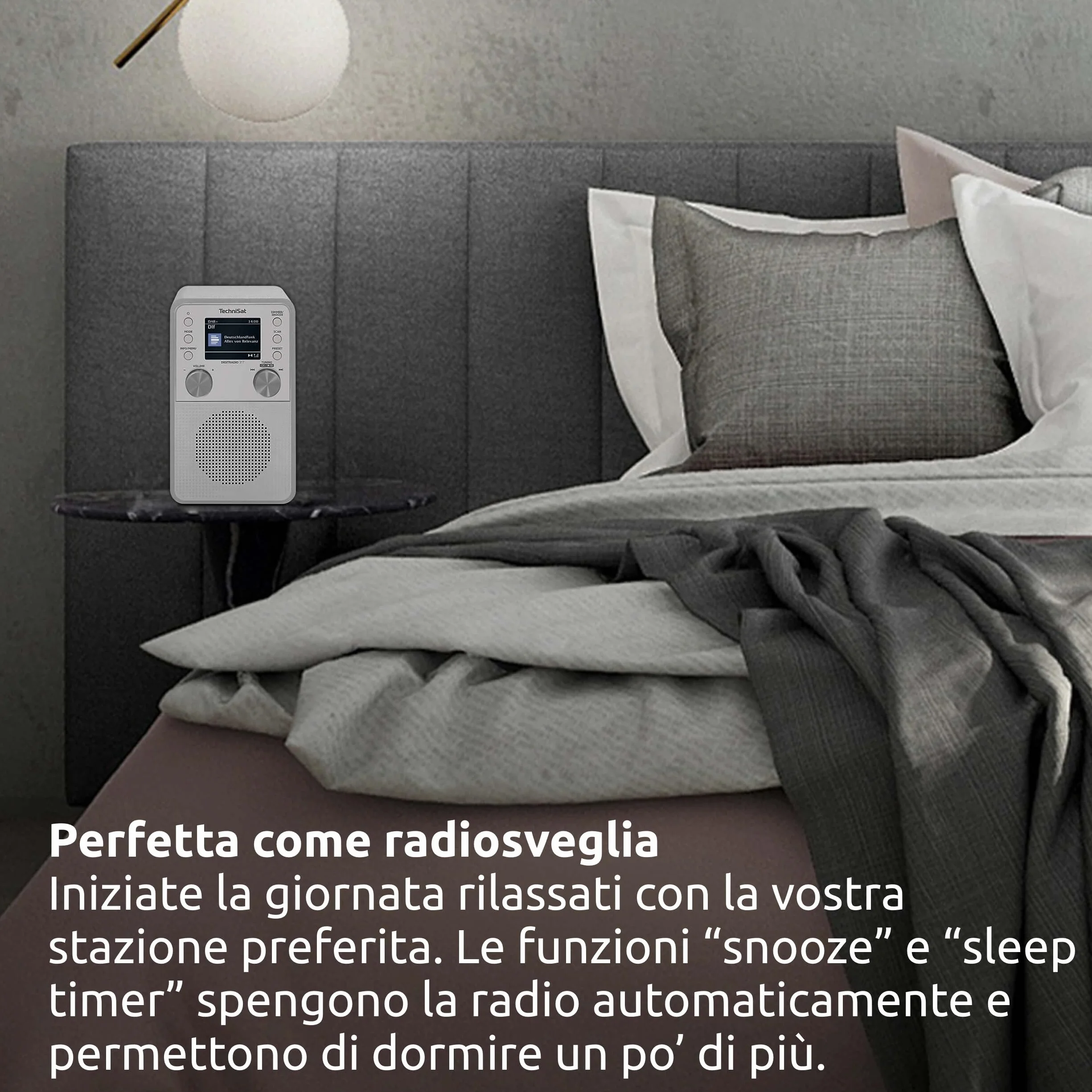 TechniSat DIGITRADIO 317 Radio FM DAB+ Bluetooth Streaming Sveglia Timer Display 2,4 Pollici 3W Bianco