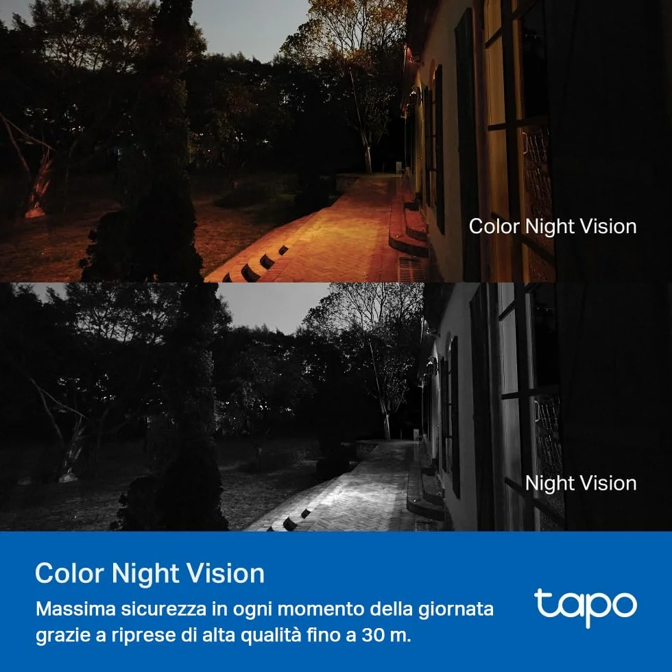 Tapo C500 Telecamera Wi-Fi Esterno FHD 360° IP65 Visione Notturna a Colori Rilevamenti Smart AI
