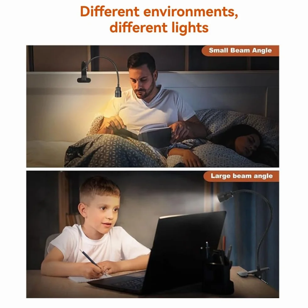 Luce LED da Lettura USB A Pinza con Tre Colori e Regolazione Intensità per Libri