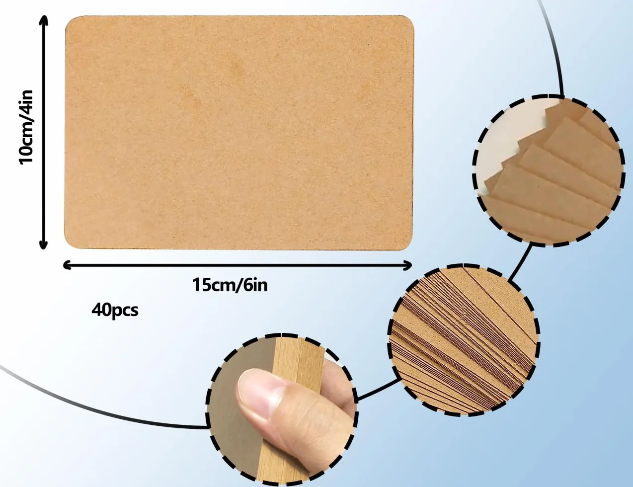 KAPSING 40 pezzi cartoline kraft 300 g/m² A6 per biglietti da visita e inviti (marrone)