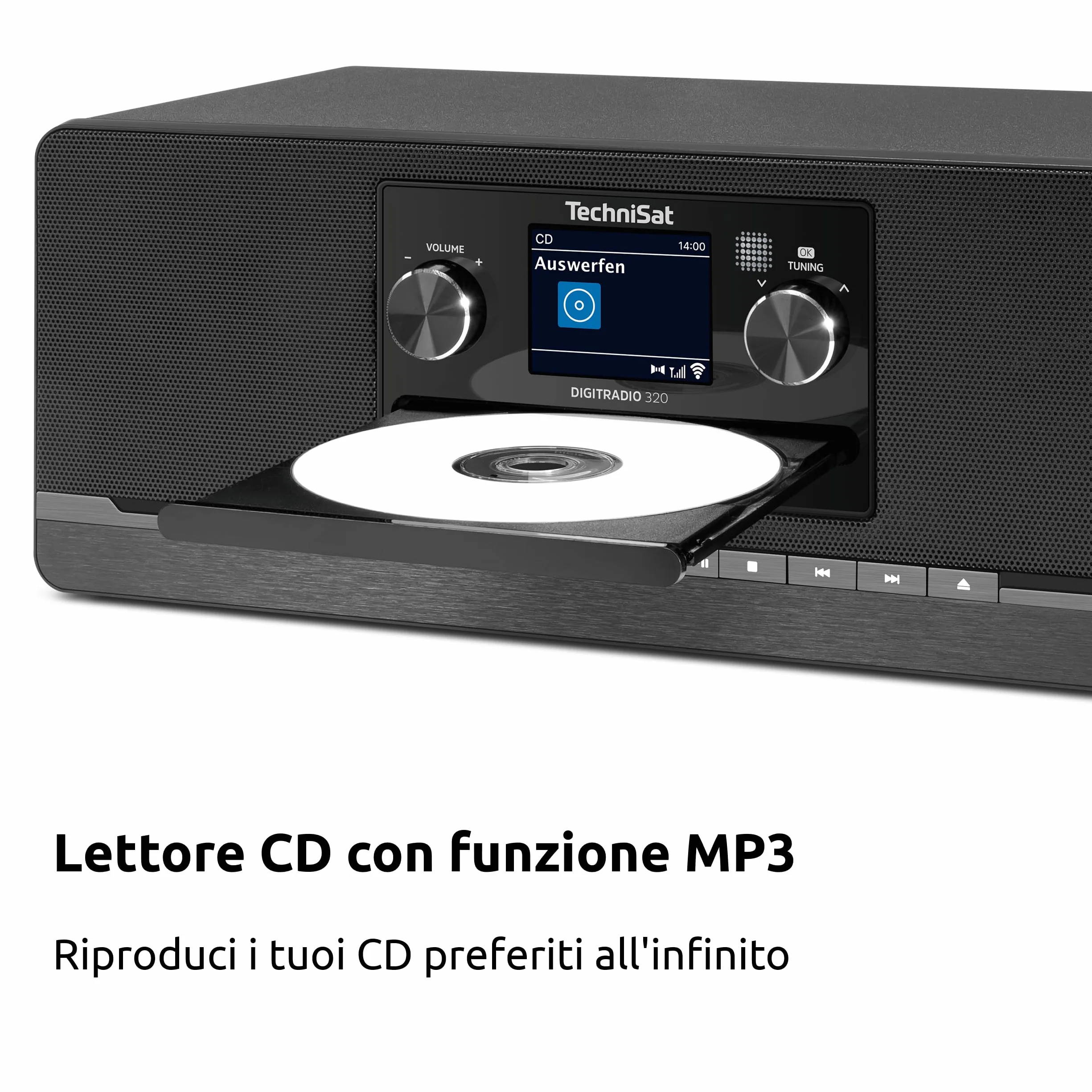 TechniSat DIGITRADIO 320 Radio digitale DAB+ FM CD Bluetooth USB 2×5W RMS TFT