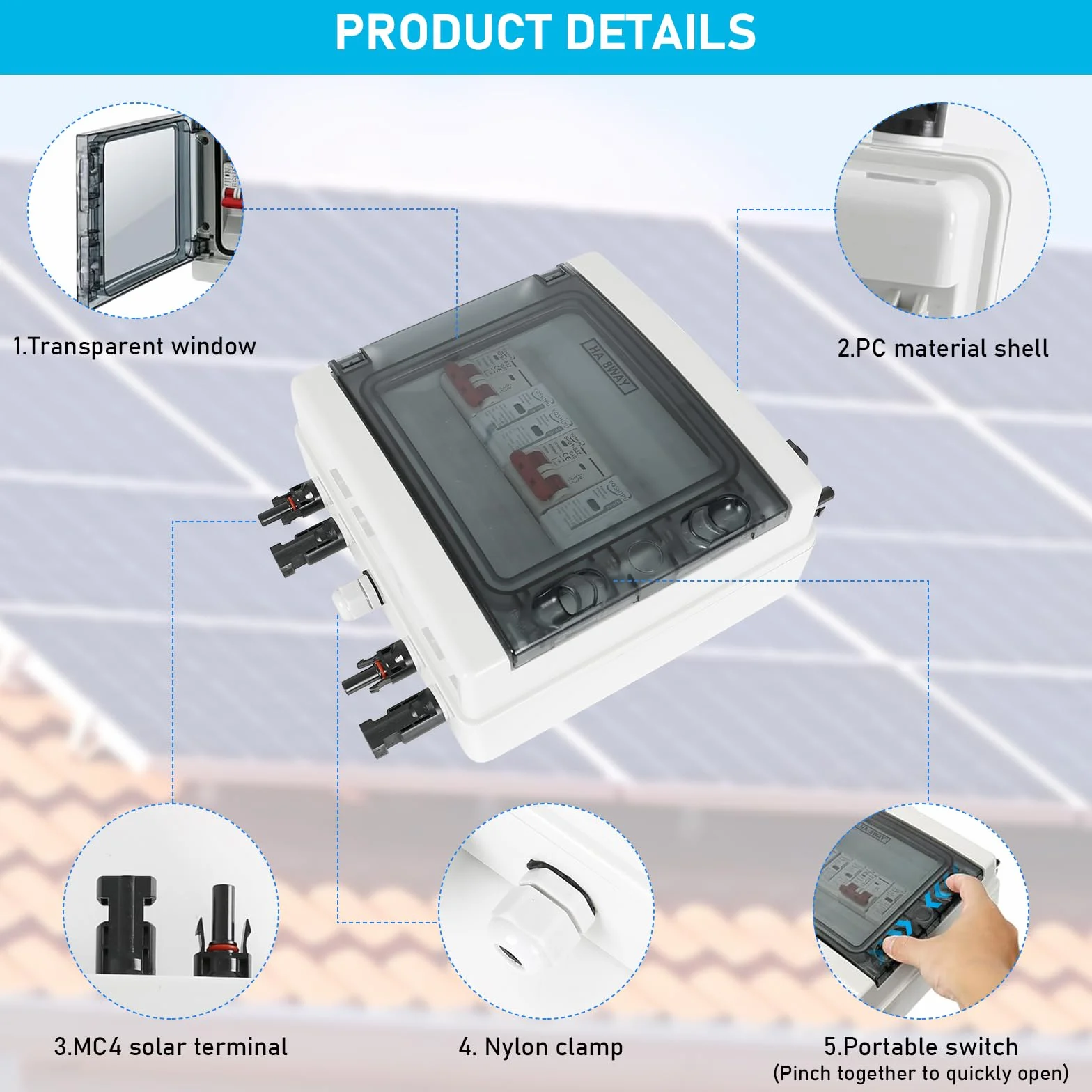 Scaricatore di Sovratensione DC 40A 1000V 2 In 2 Out Protezione Contro Fulmini IP65