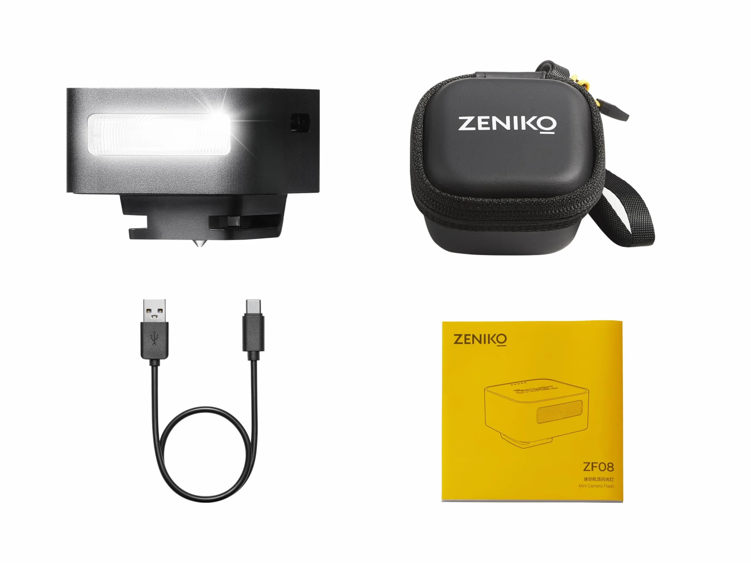 Zeniko ZF08 Flash per Fotocamera GN16 CCT 6500K Supporto Hot Shoe Universale Riciclaggio Veloce 3S