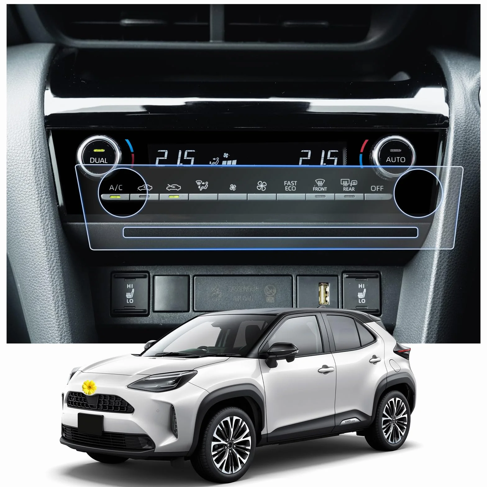 Pellicola Protettiva per Toyota Yaris Cross 2025 2026 Facelift Auto Climatizzatore 4H Antigraffio GPS Trasparente Navigatore Film Accessori (2)