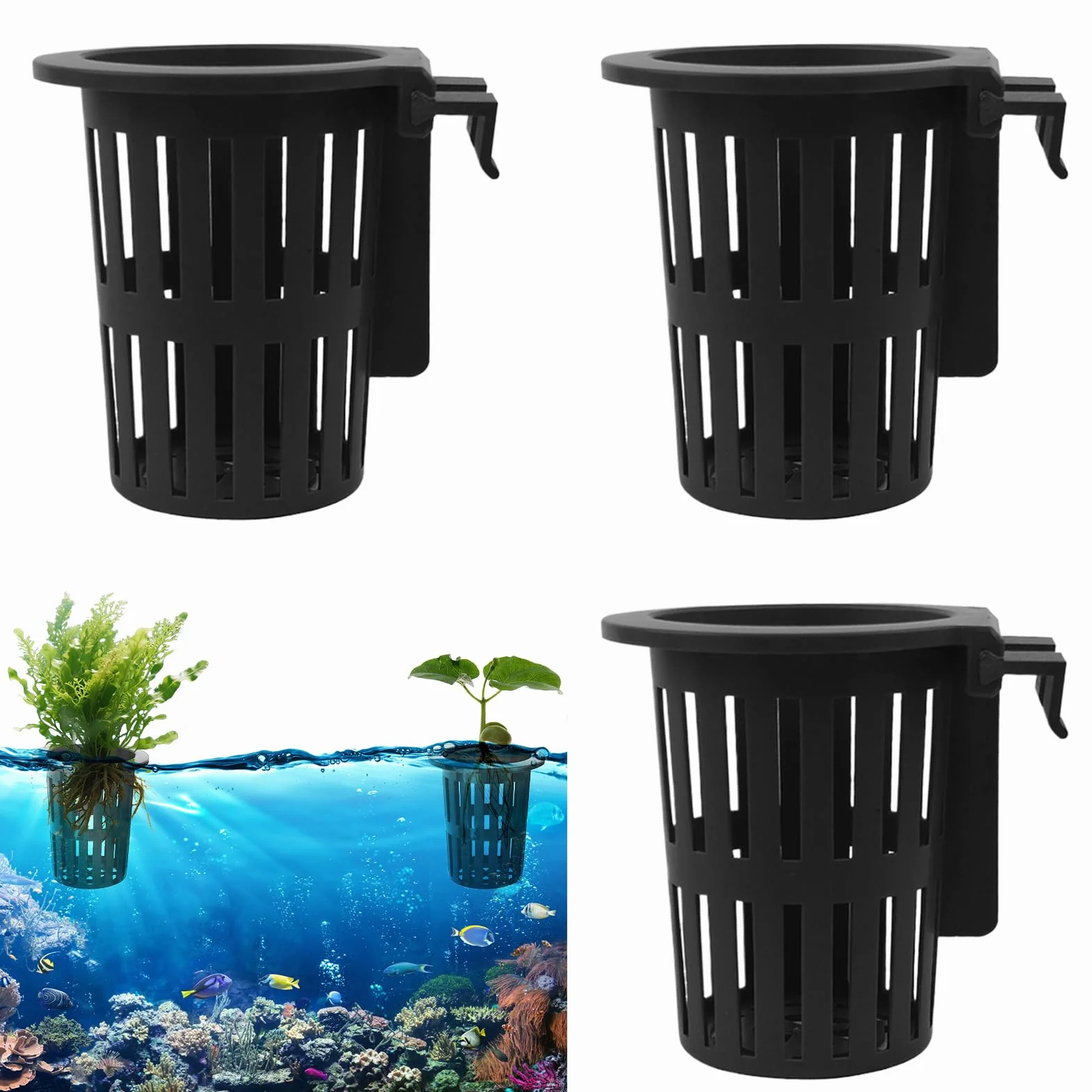 Cestelli Per Piante Da Stagno | Vasi per Piante d'Acquario con Gancio e | Decorazioni Acquatiche Per Propagazione, Paludarium, Coltivazione, Riparium E Giardinaggio Di Stagno