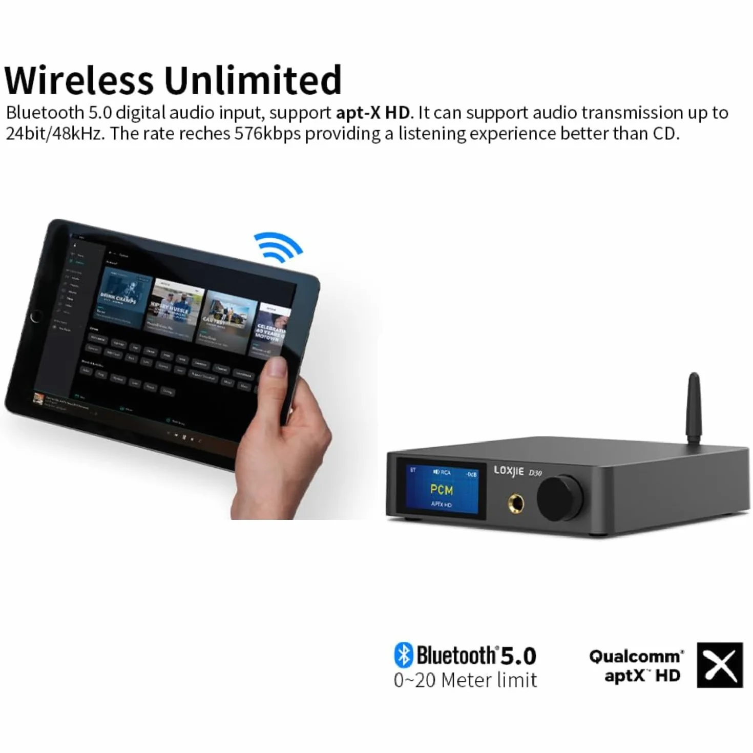 LOXJIE D30 DAC audio amplificatore cuffie ES9068AS XMOS PCM 32bit/768kHz MQA DSD512 Bluetooth 5.0 APT-X