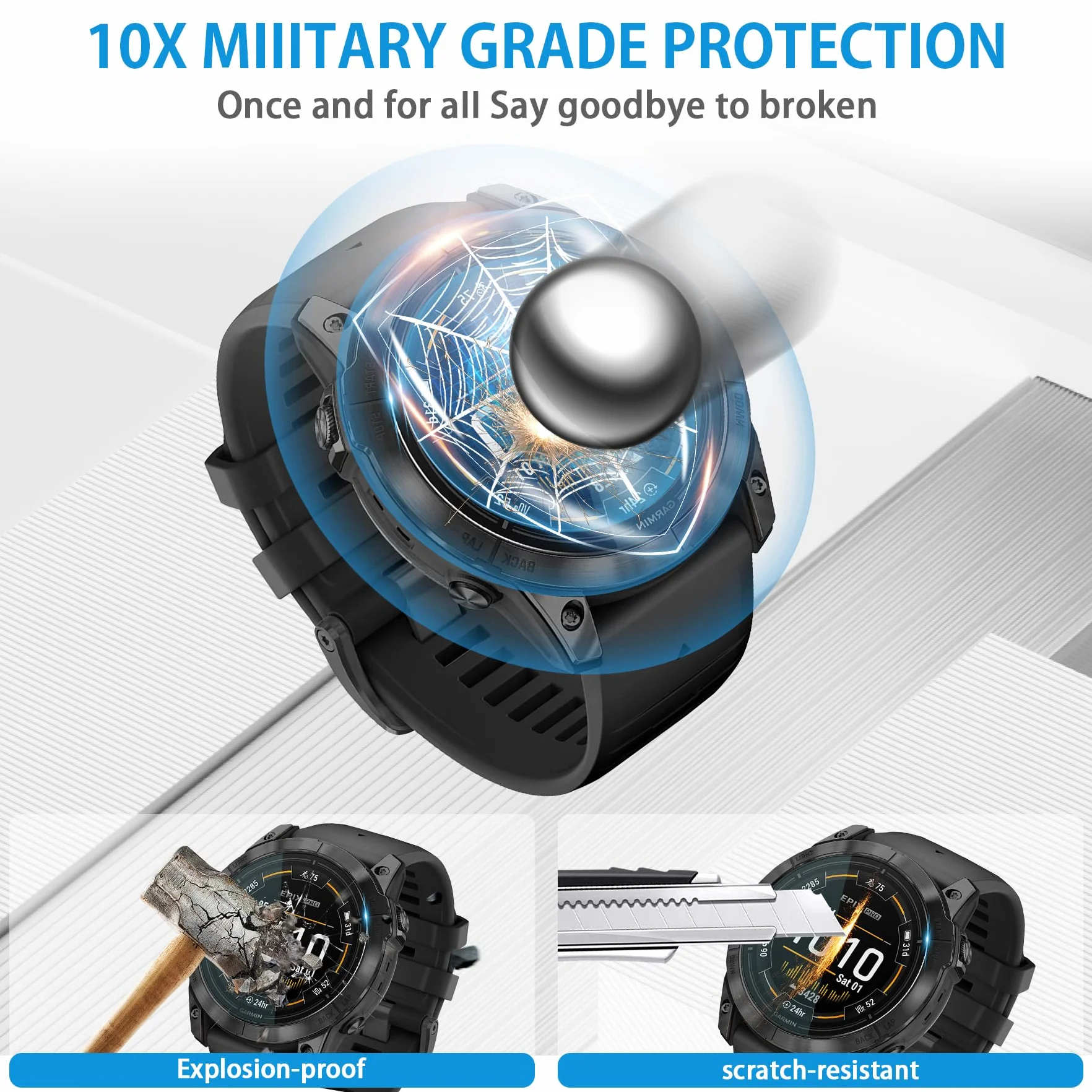Diruite Pellicola Protettiva Vetro Temperato per Garmin Epix Pro 51mm HD Antigraffio