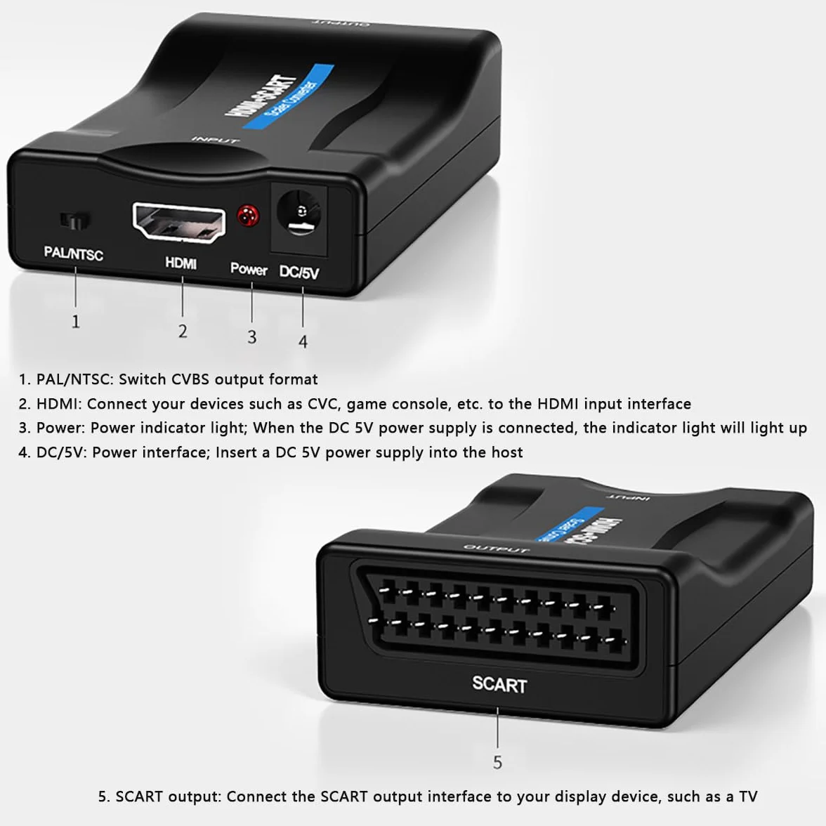 Konwerter HDMI na Scart PAL/NTSC 1080p Adapter do SKY HD Blu-Ray HDTV PC