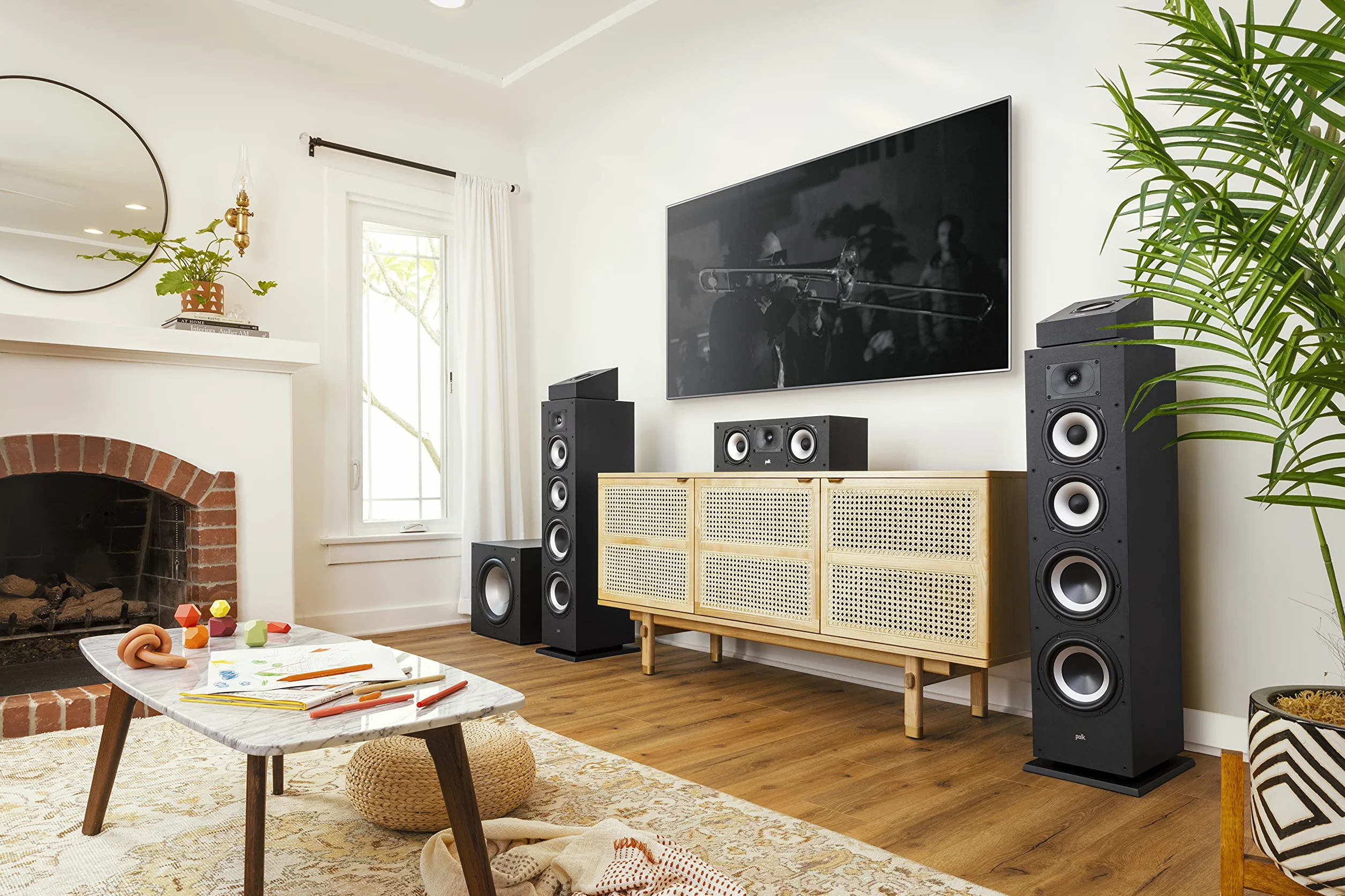 Polk Audio MXT90BK Diffusori Hi-fi per Musica e Home Cinema, Canale Height, Nero