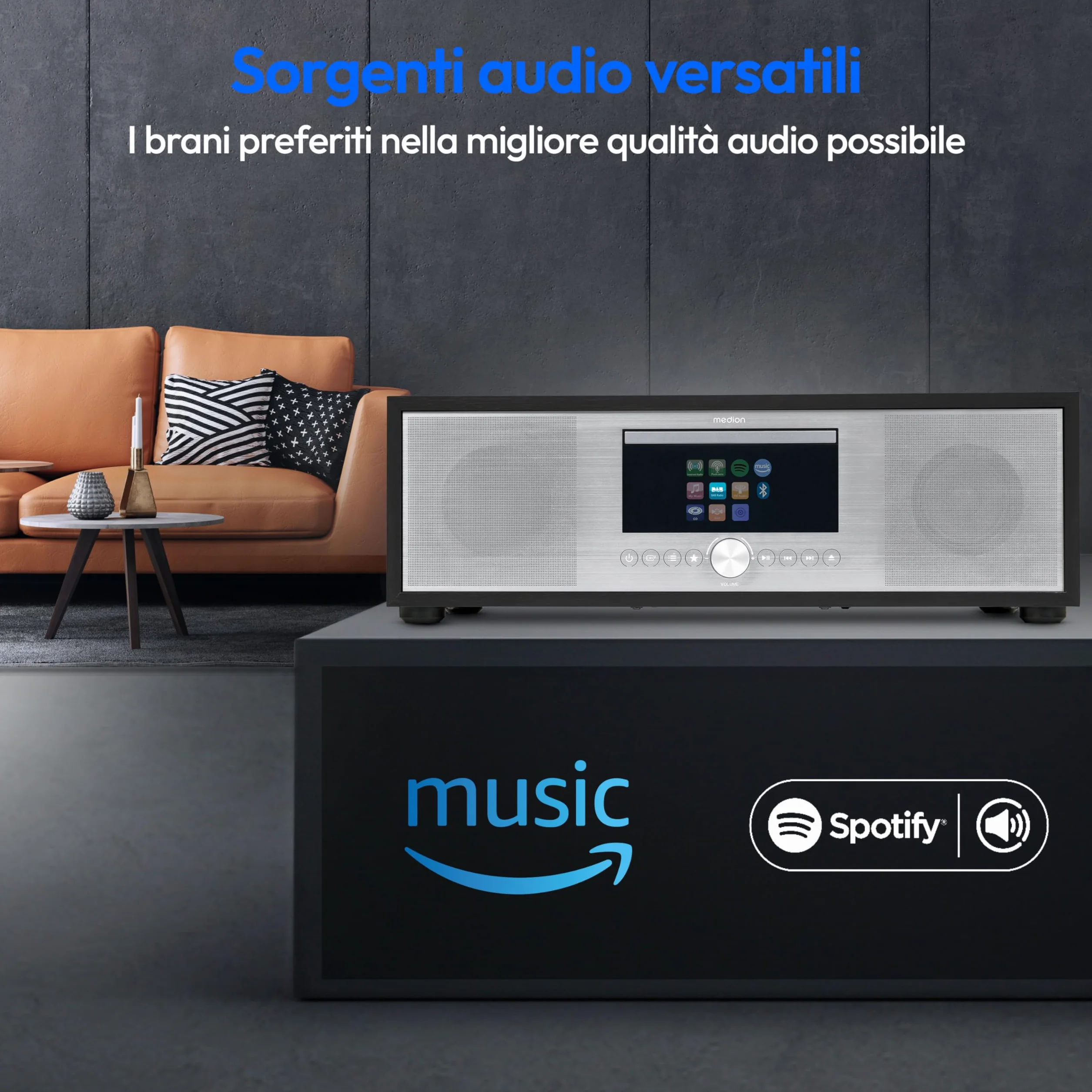 MEDION P66400 All-In-One Stereo System DAB+ CD MP3 Spotify Amazon Music FM USB AUX Subwoofer