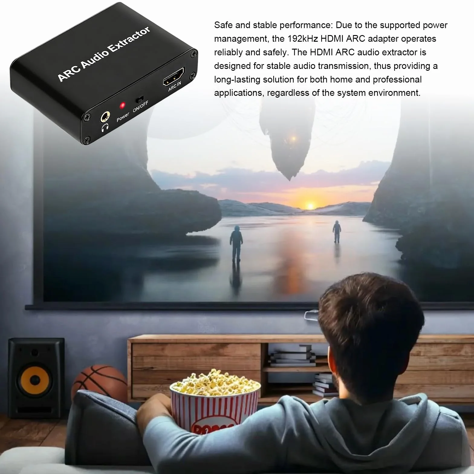 Adattatore HDMI ARC 192 kHz estrattore audio lega alluminio chip HDMIARC importato convertitore DAC per soundbar