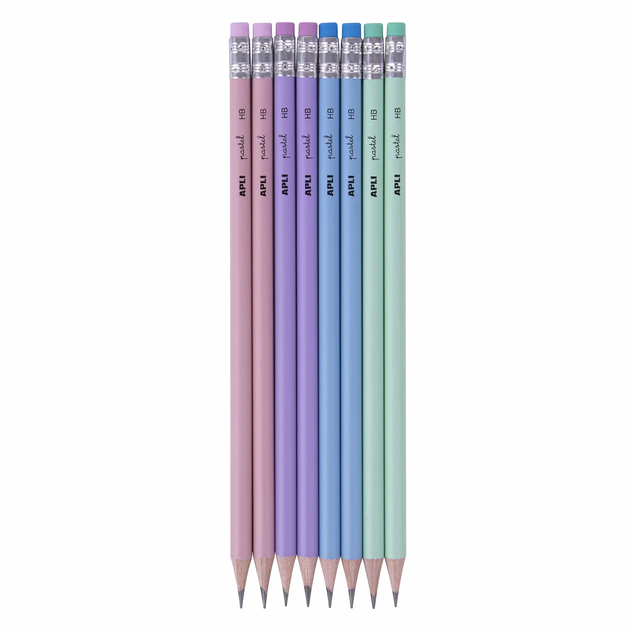 APLI 18824 Matite HB Grafite Confezione da 8 Gomma Colori Pastello