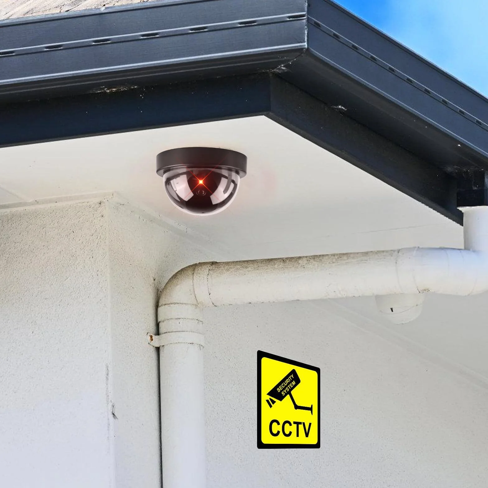 Telecamera di sicurezza finta CCTV 4 pezzi con luce LED, cupola per interni ed esterni