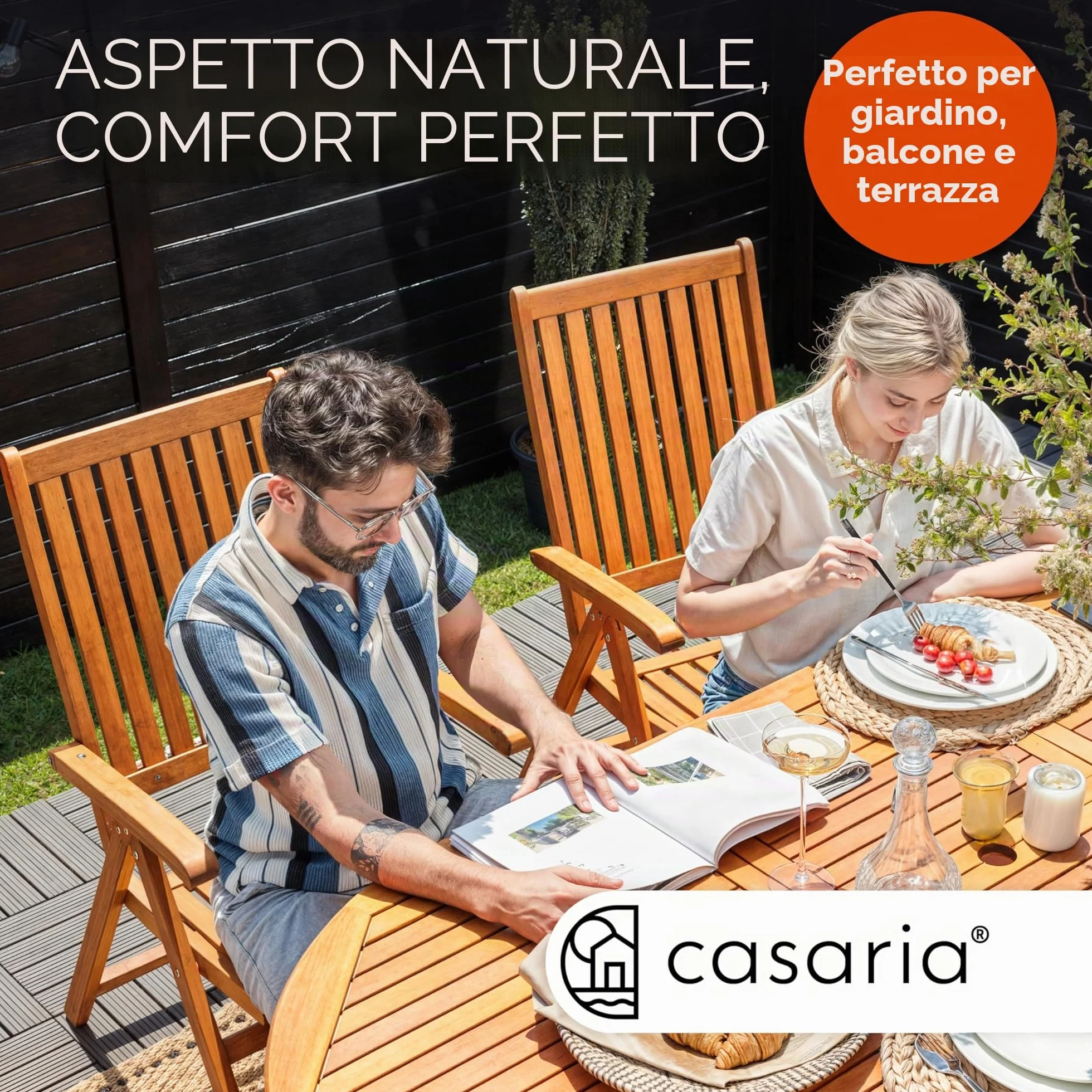 Casaria® Tavolo da Giardino Allungabile 200x100x74 cm Certificato FSC® Legno di Eucalipto Resistente Portata 160kg con Foro Ombrellone per Balcone Terrazza Balcone Esterno