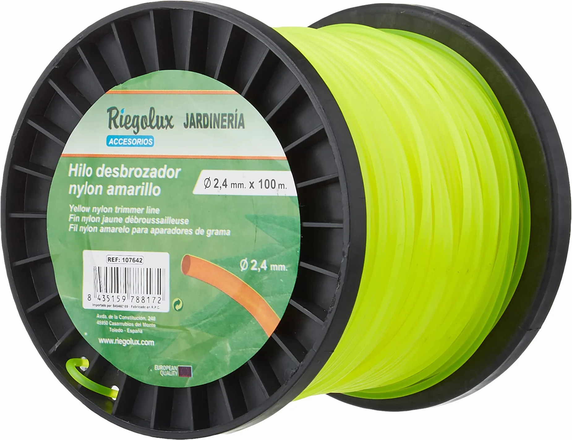 Riegolux 107642 Filo Decespugliatore Nylon Rotondo, Giallo, 2,4 mm x 100 m