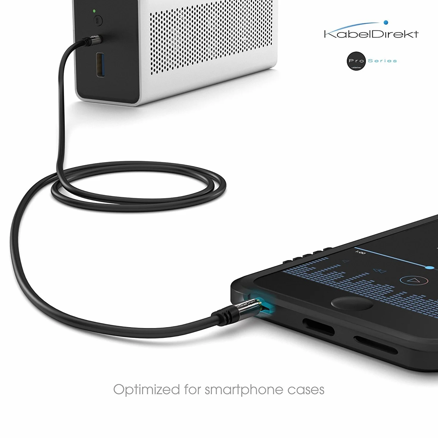 KabelDirekt Cavo Aux Jack 3,5 mm 2 m Connettori Metallo Infrangibili Audio Nero