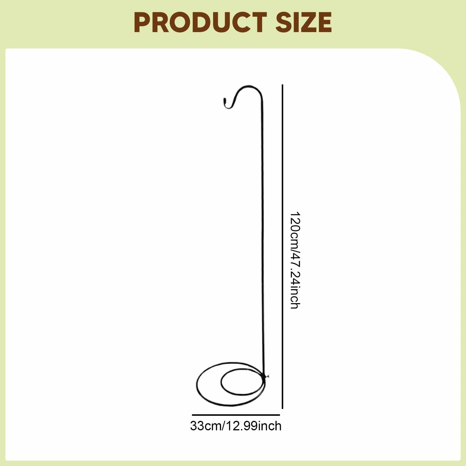 Baoblaze 2 Pezzi Supporti Tipo Gancio da Pastore per Esterni con Base Piatta, 120 Cm, Ferro