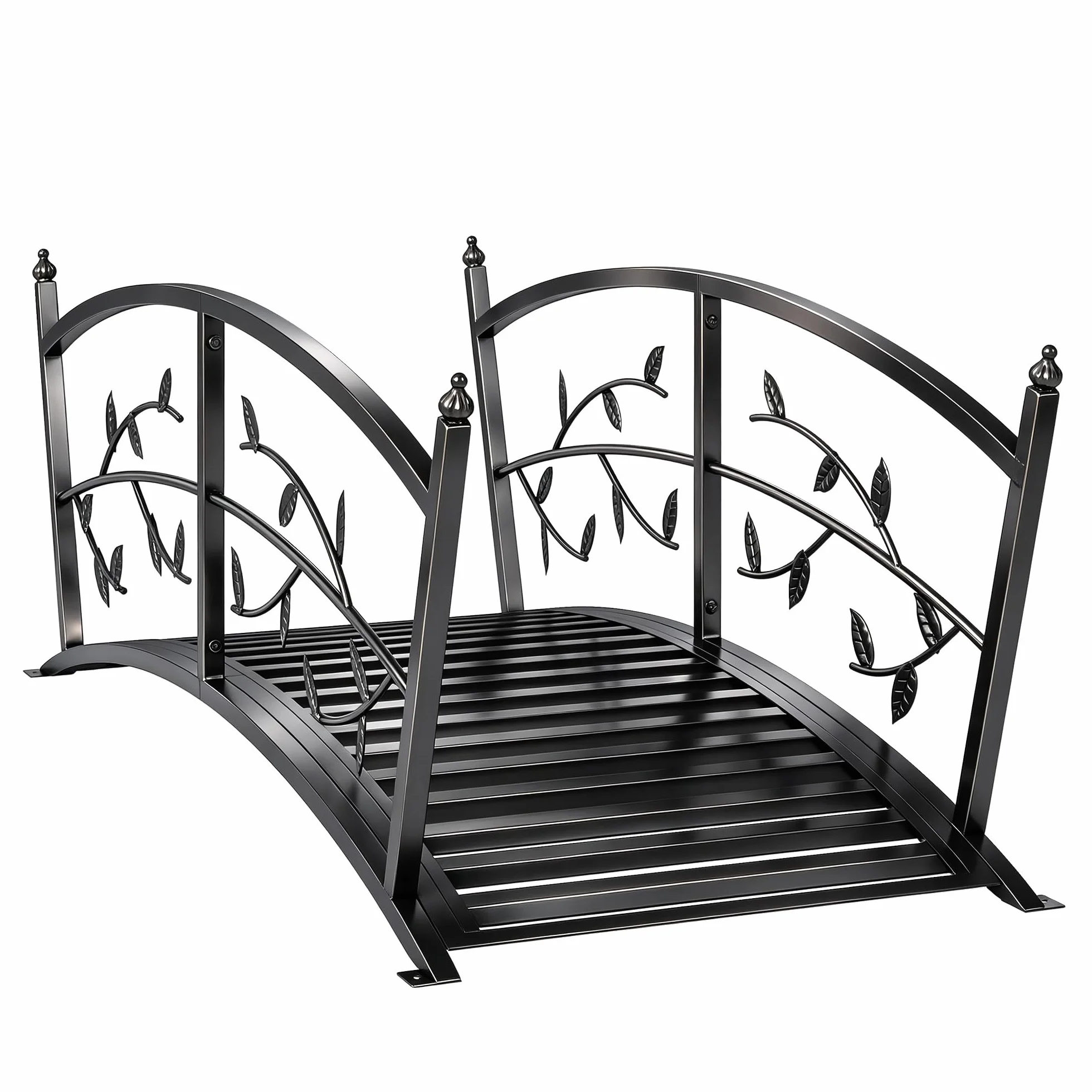 Outsunny Ponte da giardino in metallo, 120 cm, con ringhiere di sicurezza, effetto anticato, antiruggine, stabile ponte decorativo in metallo, per ruscello, laghetto, facile da montare