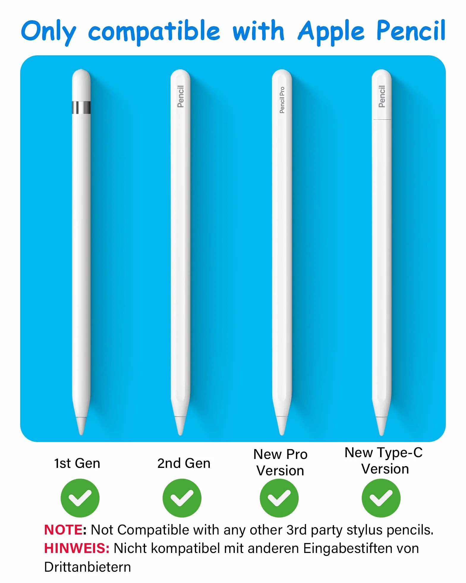 PAPERFEEL 4 Pezzi Punta per Apple Pencil 2/1 USB-C PRO Ricambio Alta Sensibilità iPad