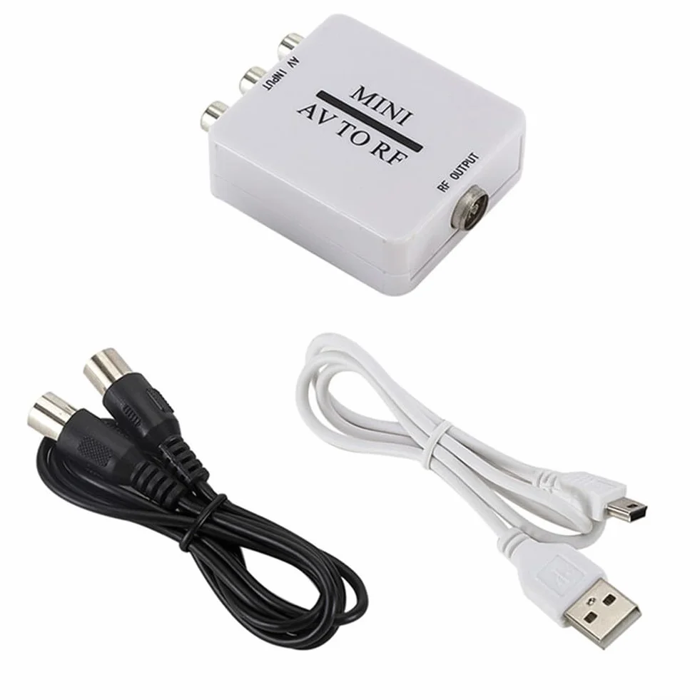 Convertitore modulatore AV a RF video composito uscita coassiale 67,25 MHz 61,25 MHz per televisori VCR DVD