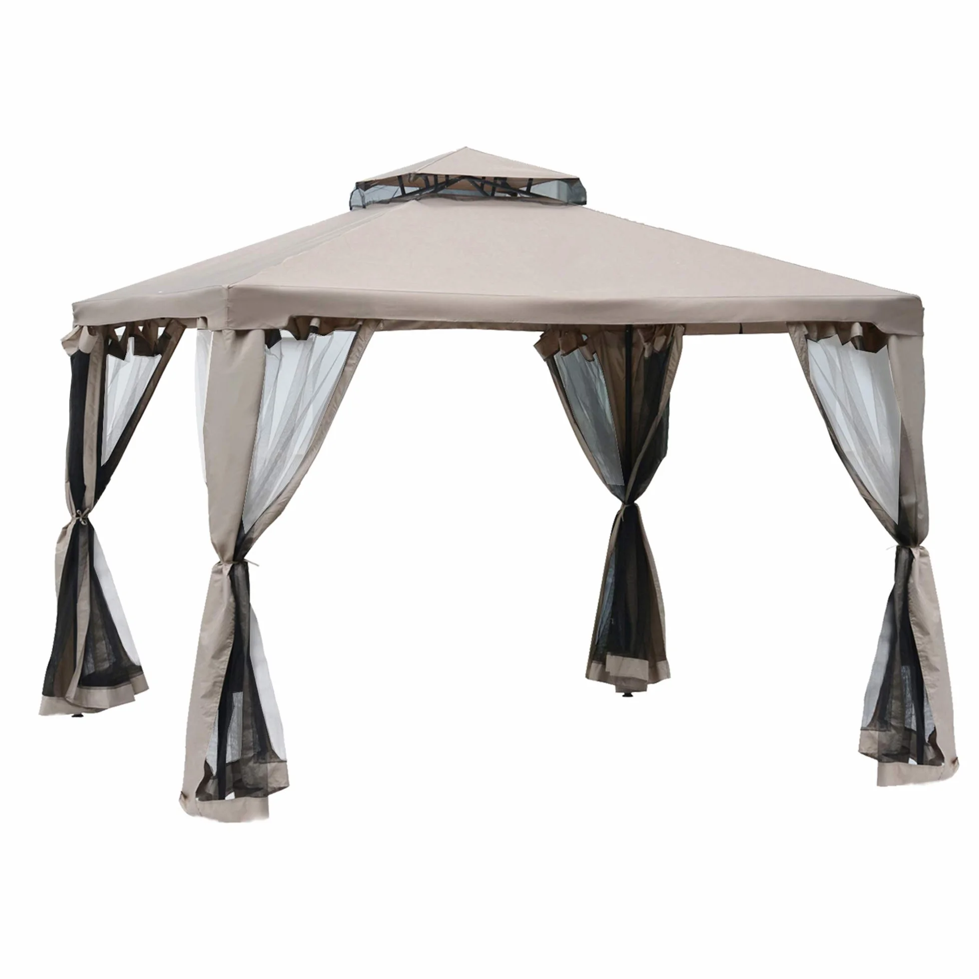 Outsunny Tenda Gazebo da Giardino 3x3m con Zanzariera, Struttura in Metallo e Copertura in Poliestere