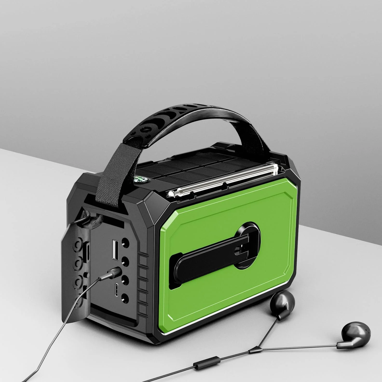 Radio Solare 16000 mAh AM/FM Portatile Emergenza con Batteria 59200 mWh, Torcia LED, Allarme SOS, Manovella Dynamo, Campeggio
