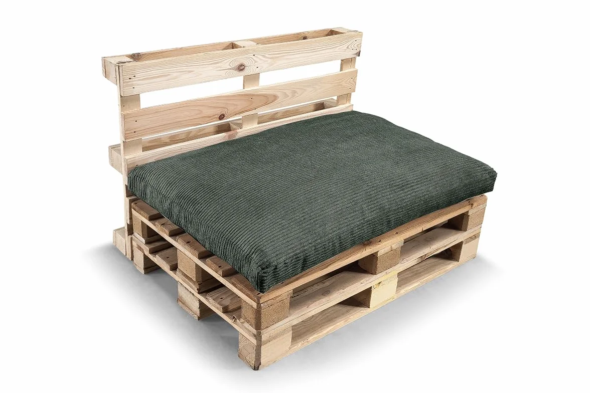 Gutekissen, cuscino per pallet, cuscino per divano da giardino, cuscino per seduta, cuscino per schienale PWL (Cuscino di seduta 120x80, Verde)