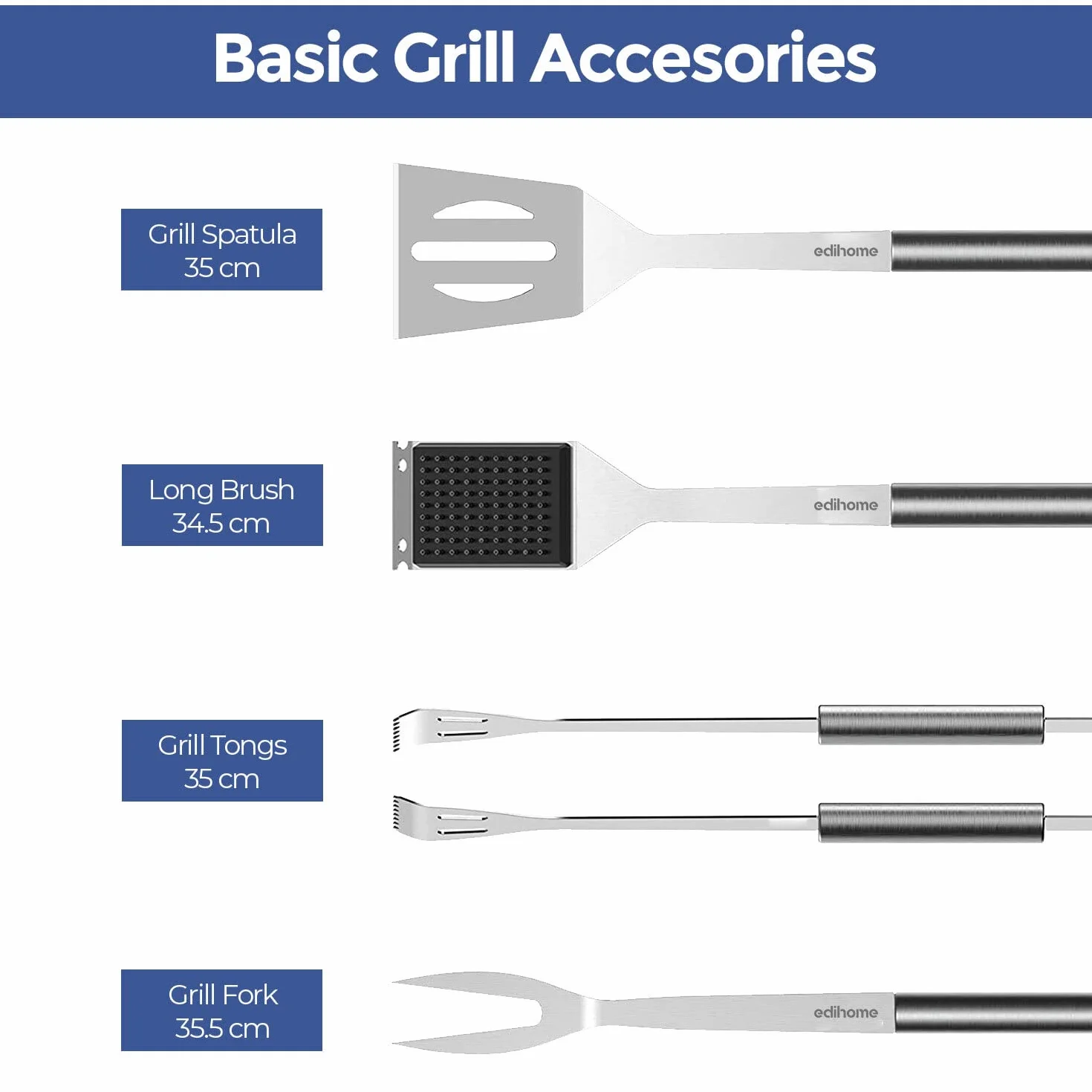 Edihome Zestaw Barbecue 25 Pezzi Acciaio Inossidabile z Kufrem Premium