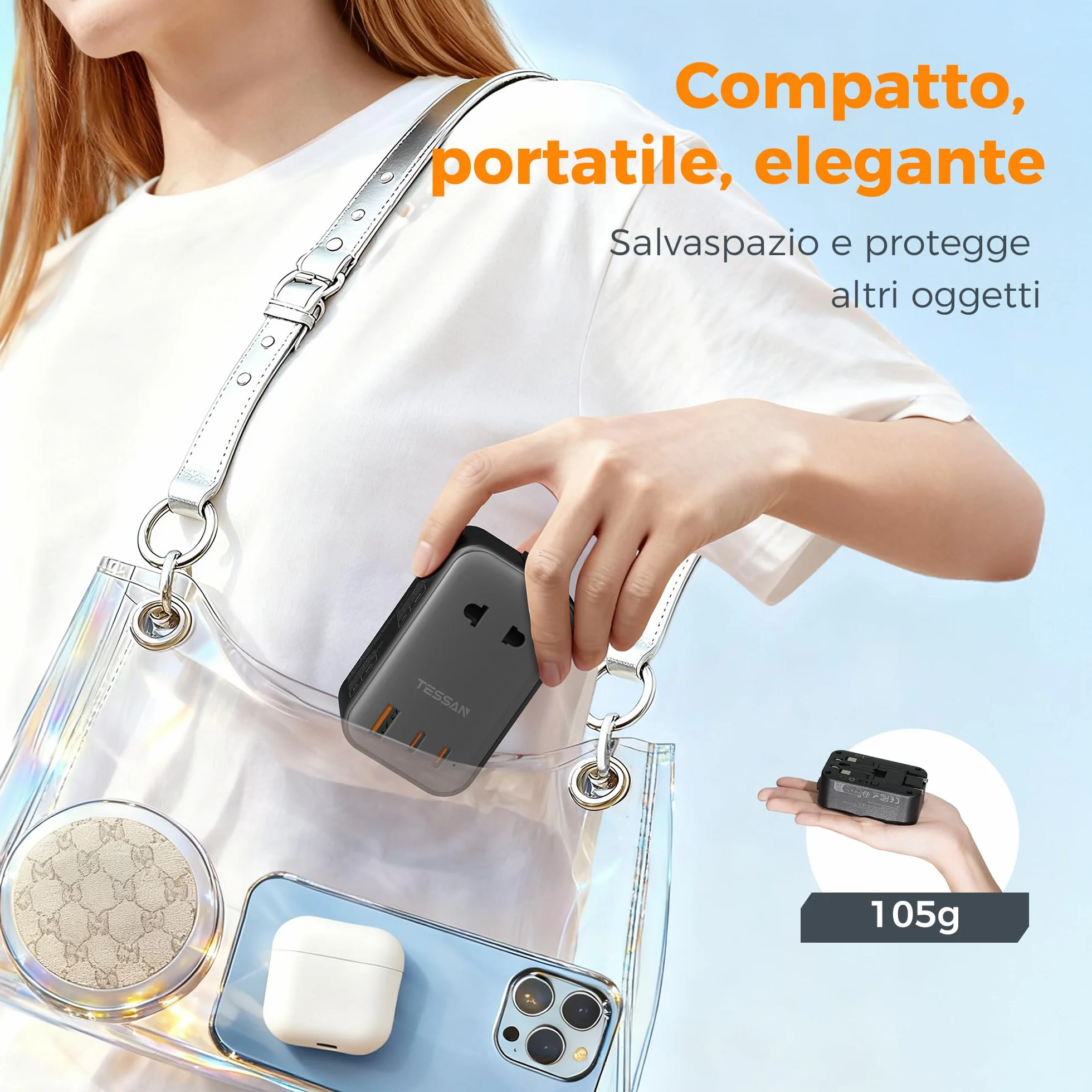 TESSAN Adattatore Universale da Viaggio con 2 USB C PD 20W e 1 USB A, Worldwide Travel Adapter per Presa Inglese Americana Australia Thailandia Giappone