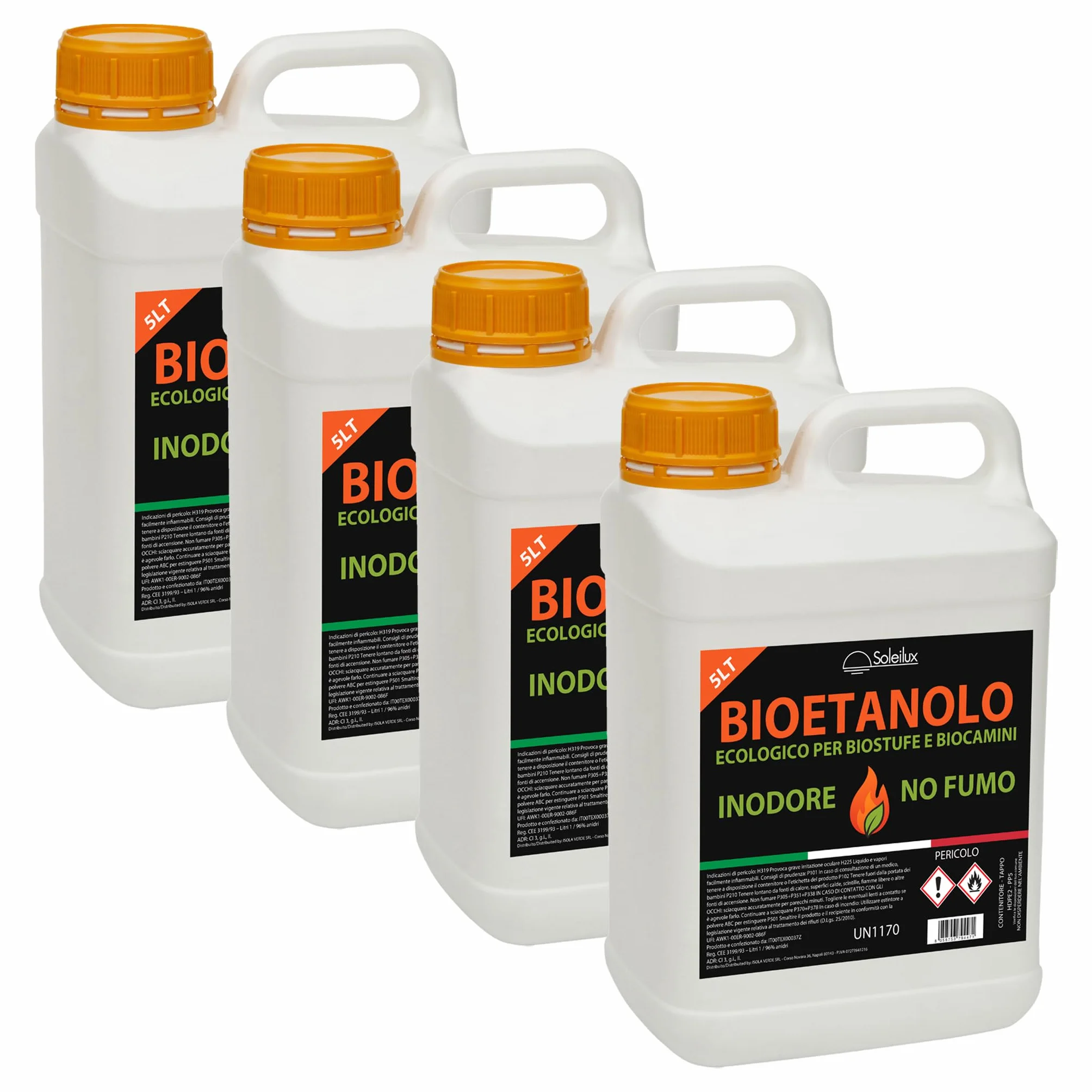 Bioetanolo combustibile per stufe Bio 4 taniche da 5lt - inodore no fumo naturale no zolfo