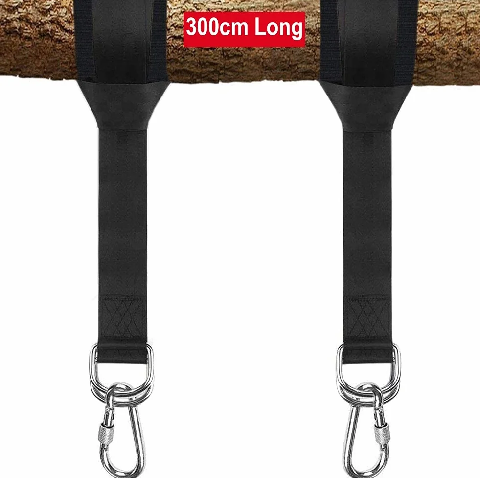 Cinghie per Amaca All'aperto-2 x 300cm Regge Fino a 1000KG Cinghie per Altalena Ultra Forti con Moschettoni Ganci e Protezione Dell'albero, Kit di Fissaggio Altalena per Amache e Altalene