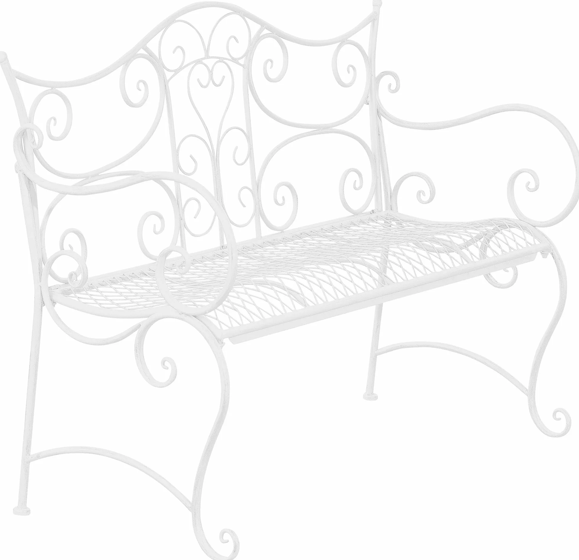 CLP Panchina Da Giardino Tara In Ferro Laccato I Panchina Da Esterno Stile Rustico Nostalgico I Panca Outdoor 113 x 47 CM, Colore:bianco