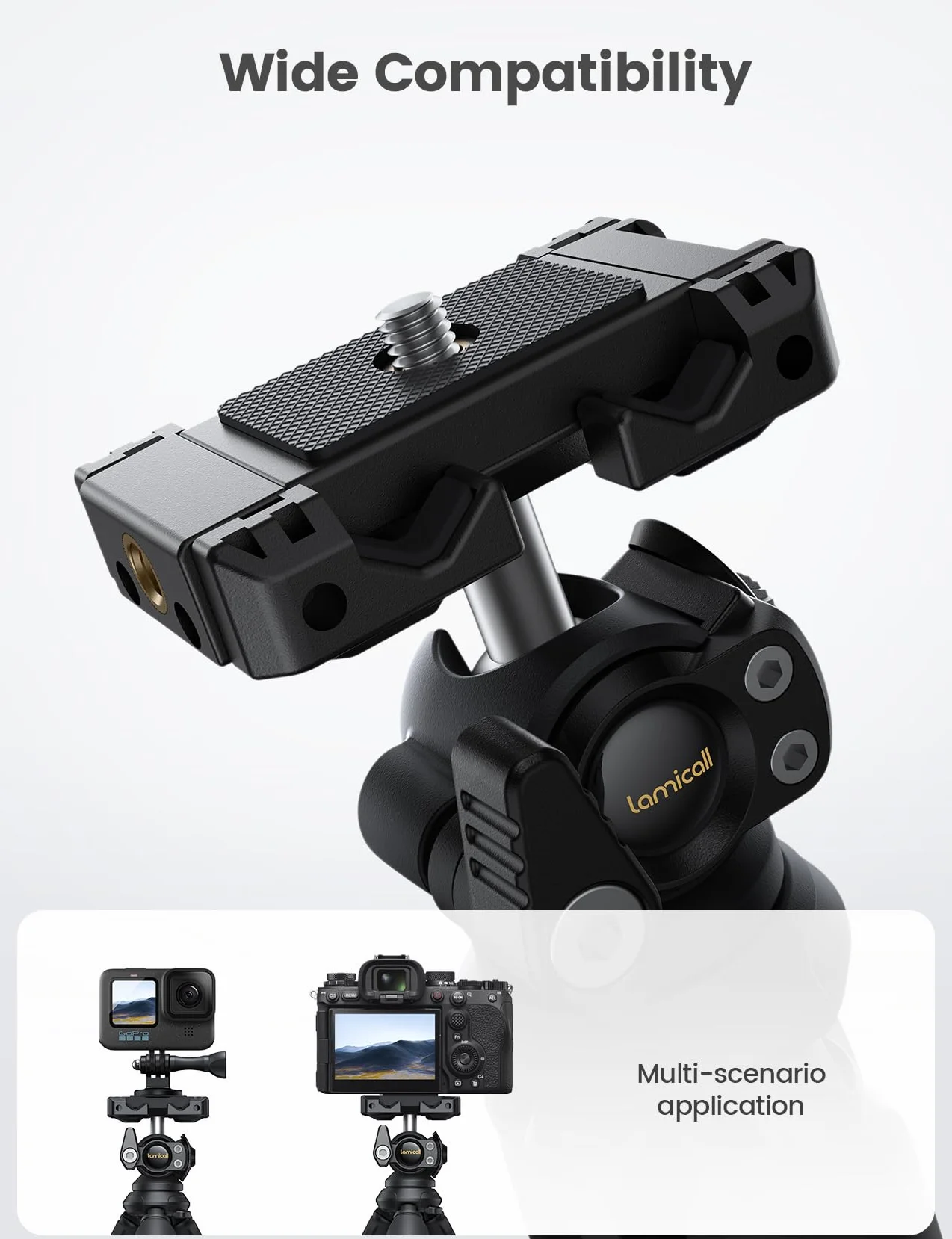 Lamicall Mini Treppiede Smartphone Flessibile 3 in 1 con Telecomando Senza Fili 360° Rotazione Vite 1/4 per iPhone Android Fotocamera